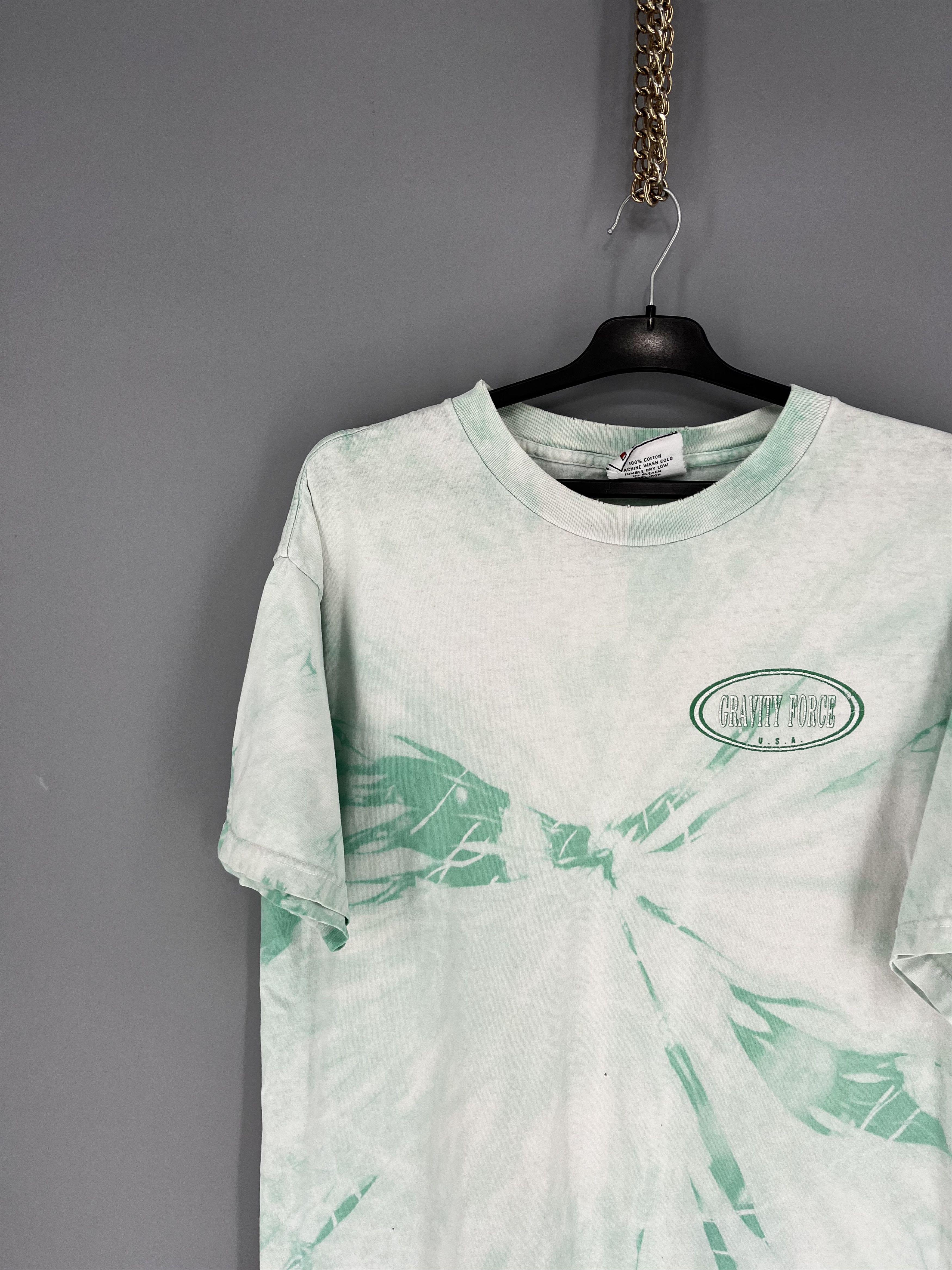 Vintage Vintage 90s Gravity Force Big Logo Full Print Tie-Dye Shirt Size US L / EU 52-54 / 3 - 4 Thumbnail