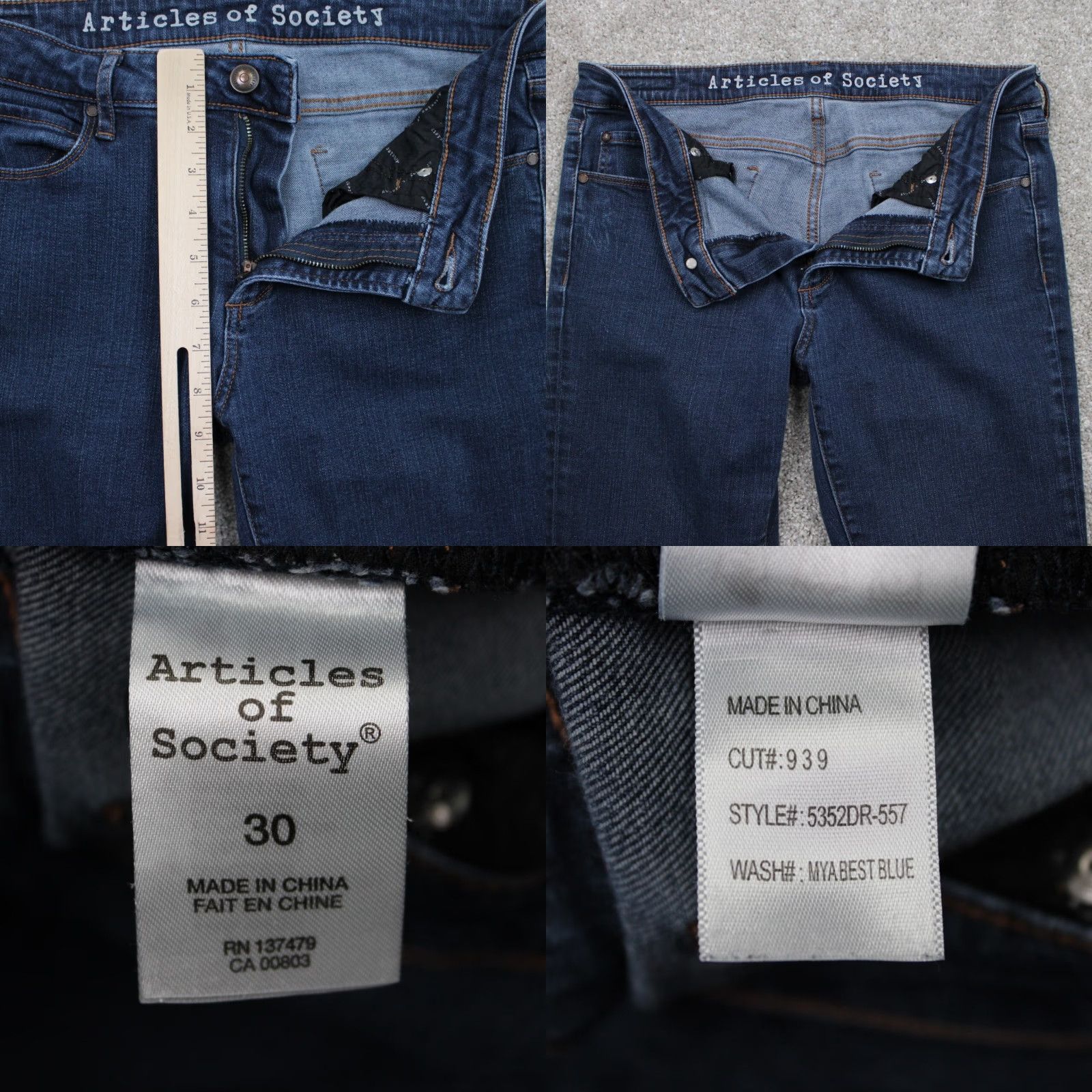 Vintage Articles of Society Jeans Women 30 Blue Cotton/Rayon/Polyester Stretch 29" Inseam Size 30" / US 8 / IT 44 - 8 Thumbnail