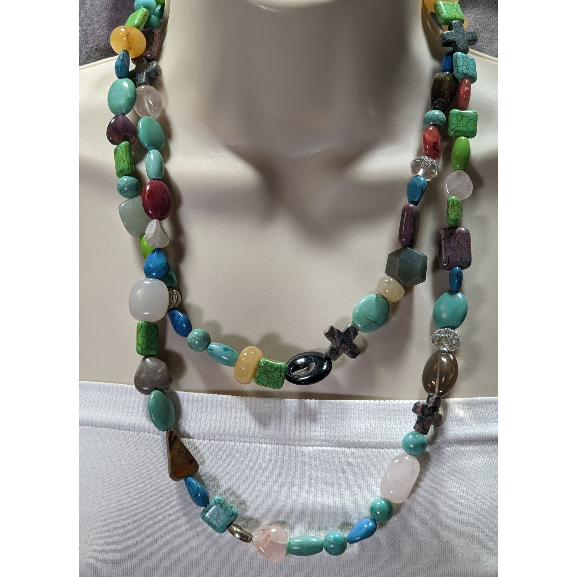 Handmade Handmade Mixed Natural Gemstone Beaded Layered Necklace Size ONE SIZE - 6 Thumbnail