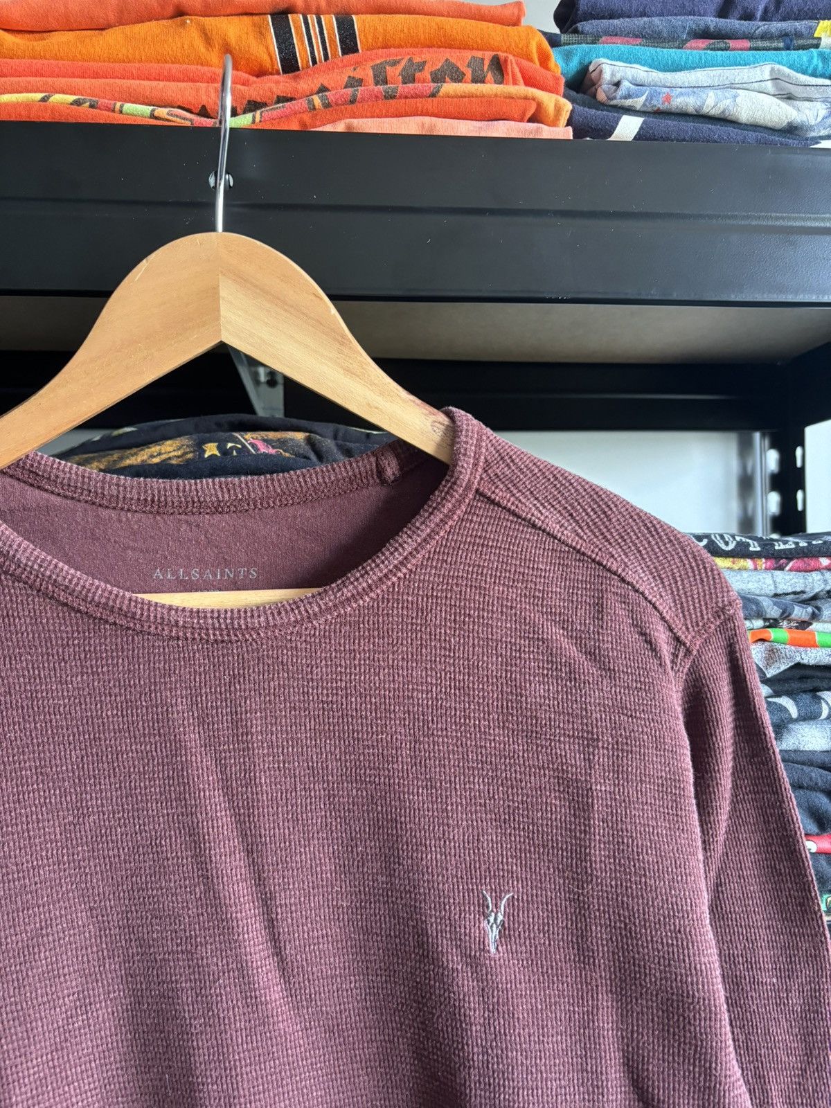 Allsaints Allsaints Clash Logo Brown Waffle Long Sleeve T-shirt Tee Size US L / EU 52-54 / 3 - 2 Thumbnail