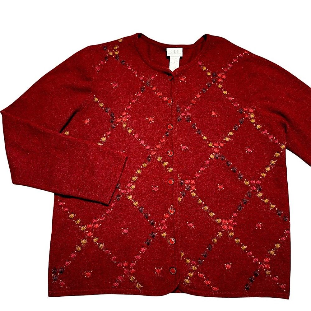 Other Vintage Cricket Lane Wool Blend Embroidered Felted Dark Red Size M / US 6-8 / IT 42-44 - 4 Thumbnail