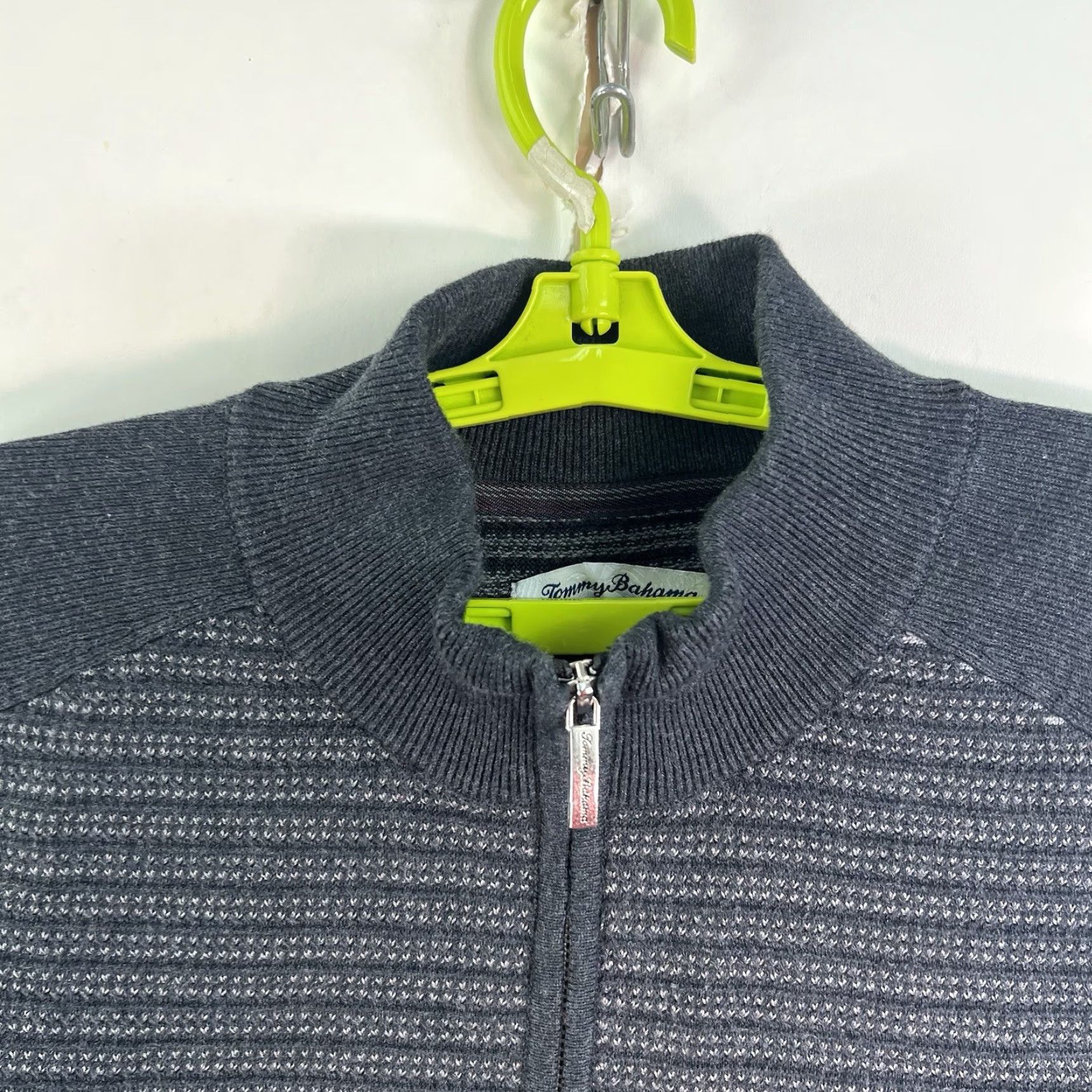 Tommy Bahama Tommy Bahama Pullover Sweater 1/4 Zip Men's Medium Gray Striped Casual Outdoor Golf Size US M / EU 48-50 / 2 - 2 Thumbnail