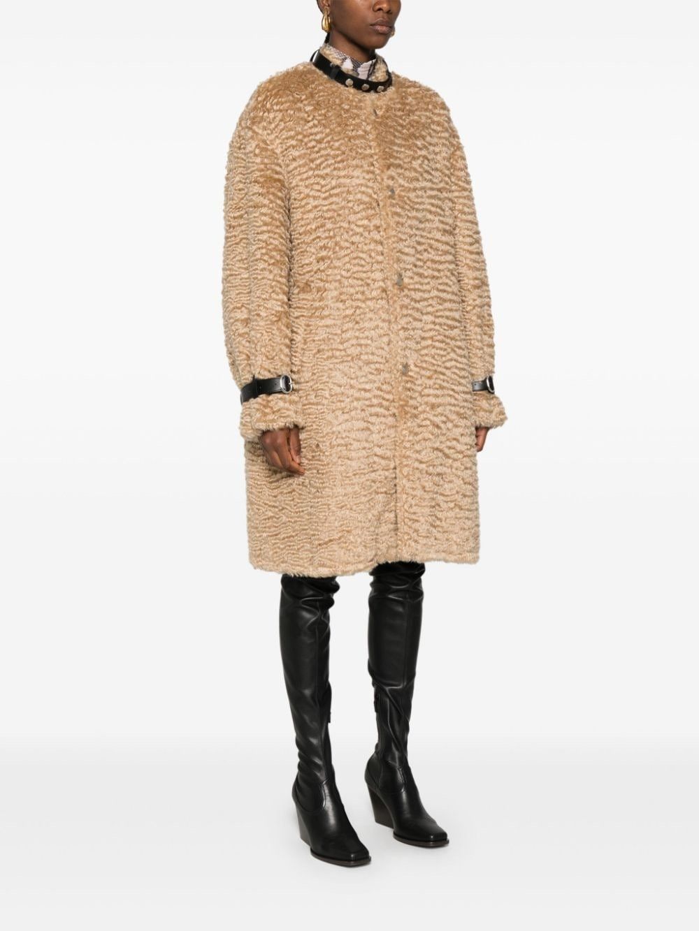 Jil Sander o1w1db10825 Brushed Coat in Beige Size XL / US 12-14 / IT 48-50 - 3 Thumbnail
