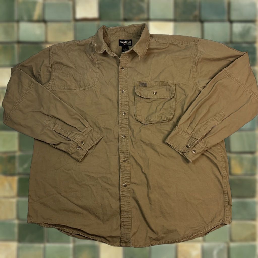 Vintage Guide Series Button-Up Men XL Beige Long Sleeve Padded Hunting Outdoor Shirt Mens XL Beige Padded Outdoor Hunting Button-Up Guide Series Size US XL / EU 56 / 4 - 1 Thumbnail