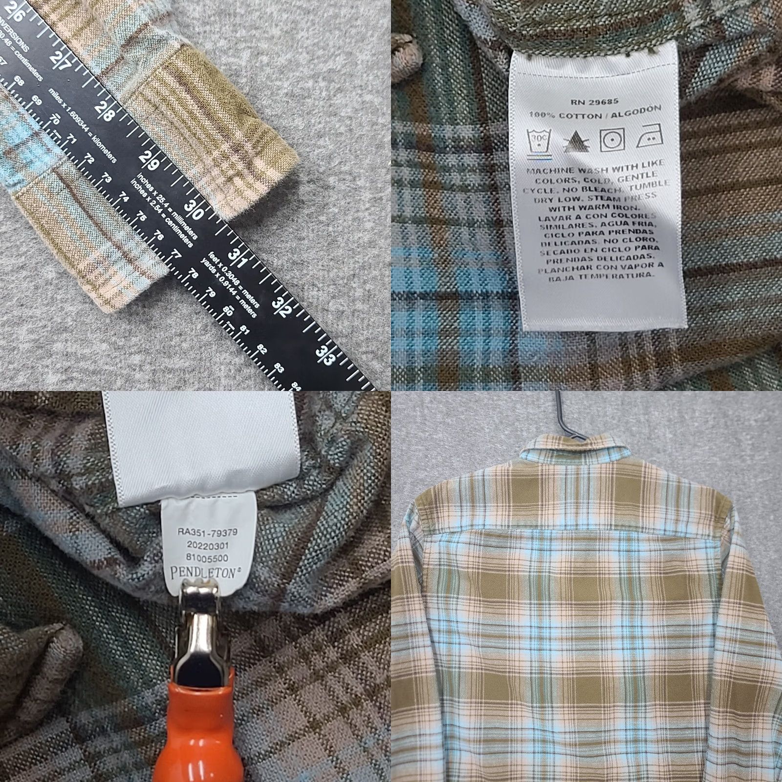 Pendleton Pendleton Mason Cotton Flannel Shirt Plaid Olive Blue Tan Button-Down Mens M Size US M / EU 48-50 / 2 - 8 Thumbnail