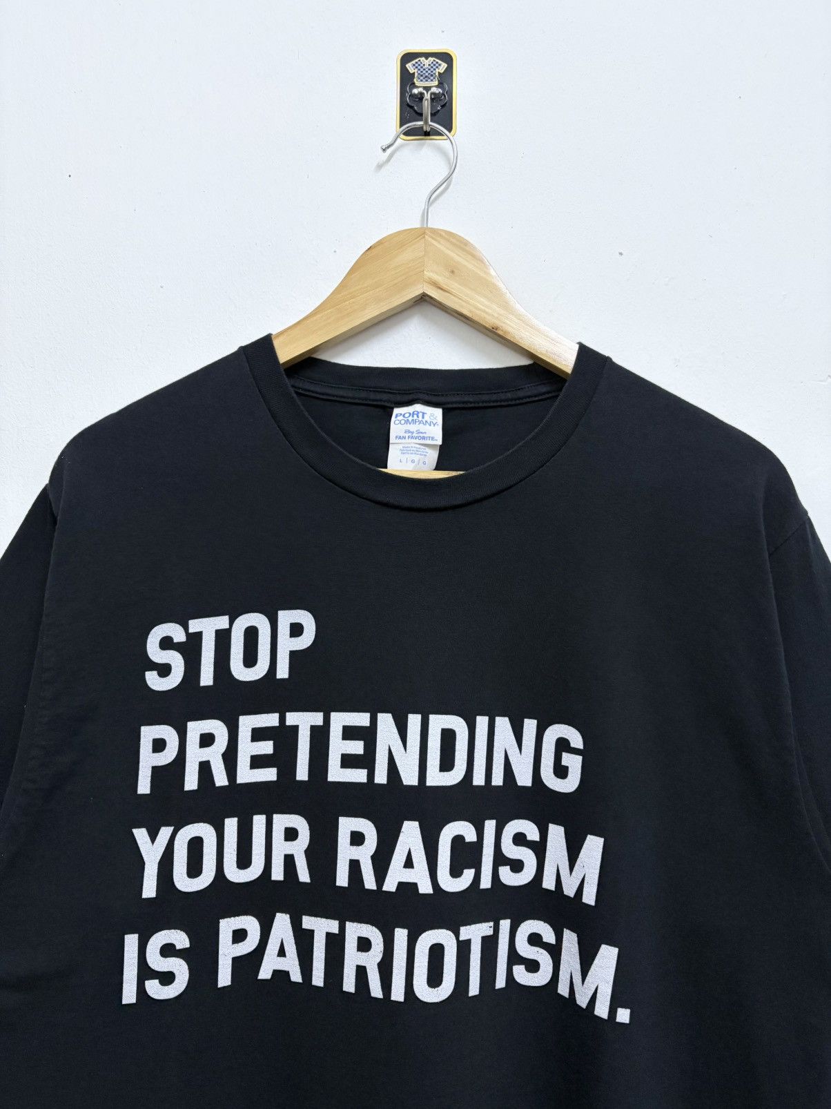 Vintage 2000’s Wording - Stop Racism into Patriotism T-Shirt Size US L / EU 52-54 / 3 - 3 Thumbnail