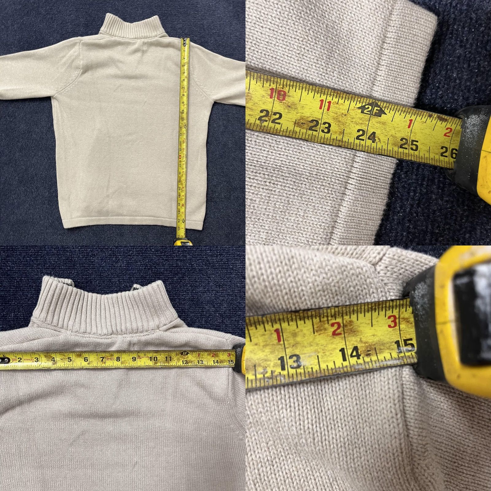 Eddie Bauer Eddie Bauer Sweater Mens M Beige 1/4 Zip Mock Neck Striped Knit Pullover Size US M / EU 48-50 / 2 - 8 Thumbnail