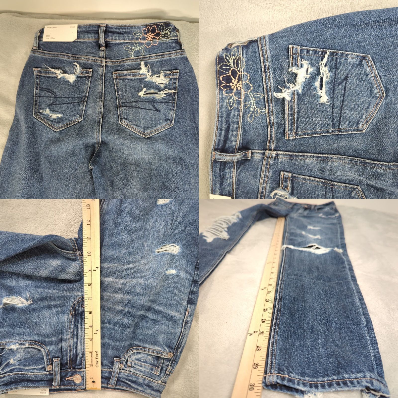 American Eagle Outfitters NEW Threat Whiskey Factory Distressed Mom Ankle Jeans Mens Truck Size Reset Ordered Boutique Size 24" / US 00 / IT 34 - 9 Thumbnail