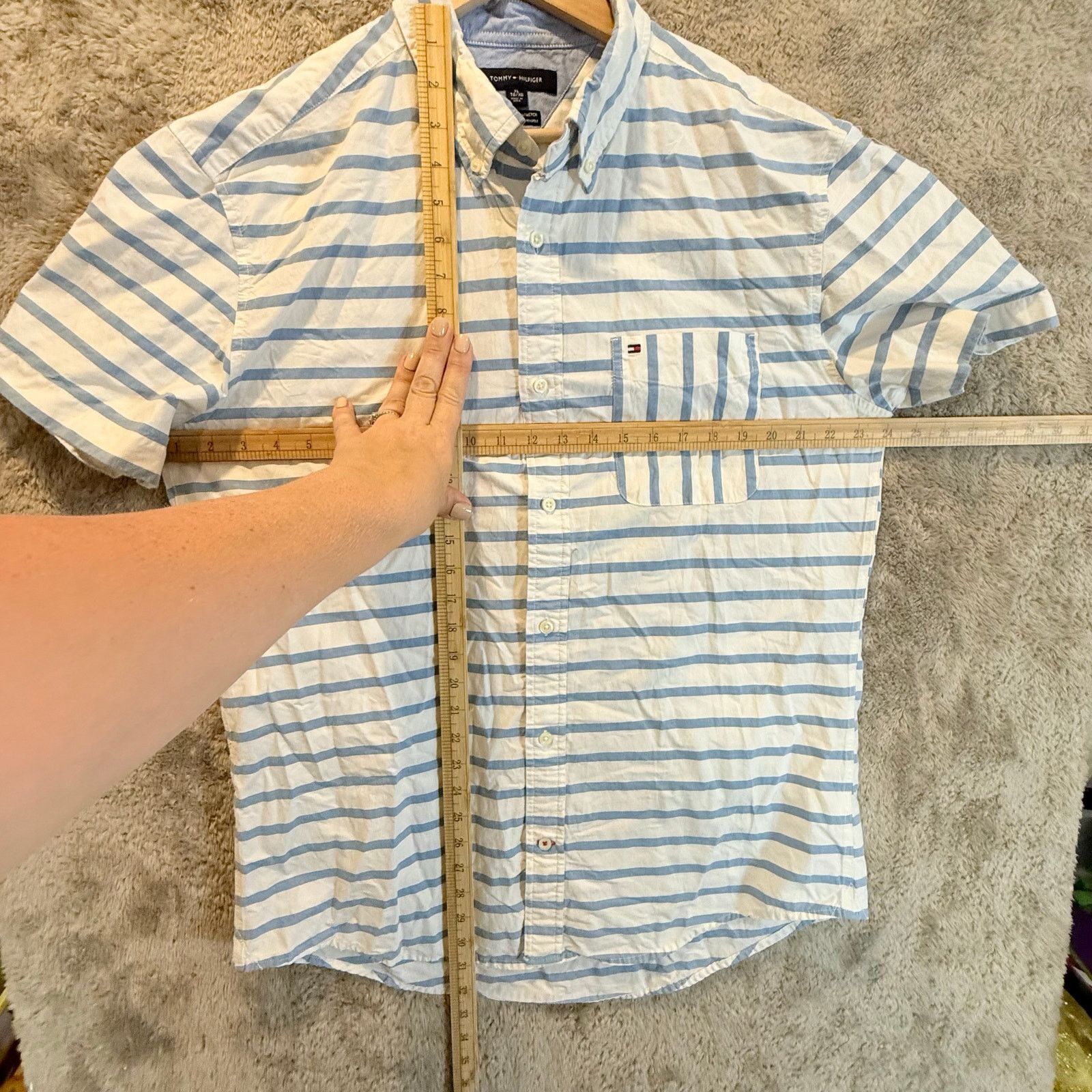 Tommy Hilfiger Tommy Hilfiger Horizontal Stripe White Blue Shirt XL Size US XL / EU 56 / 4 - 8 Thumbnail