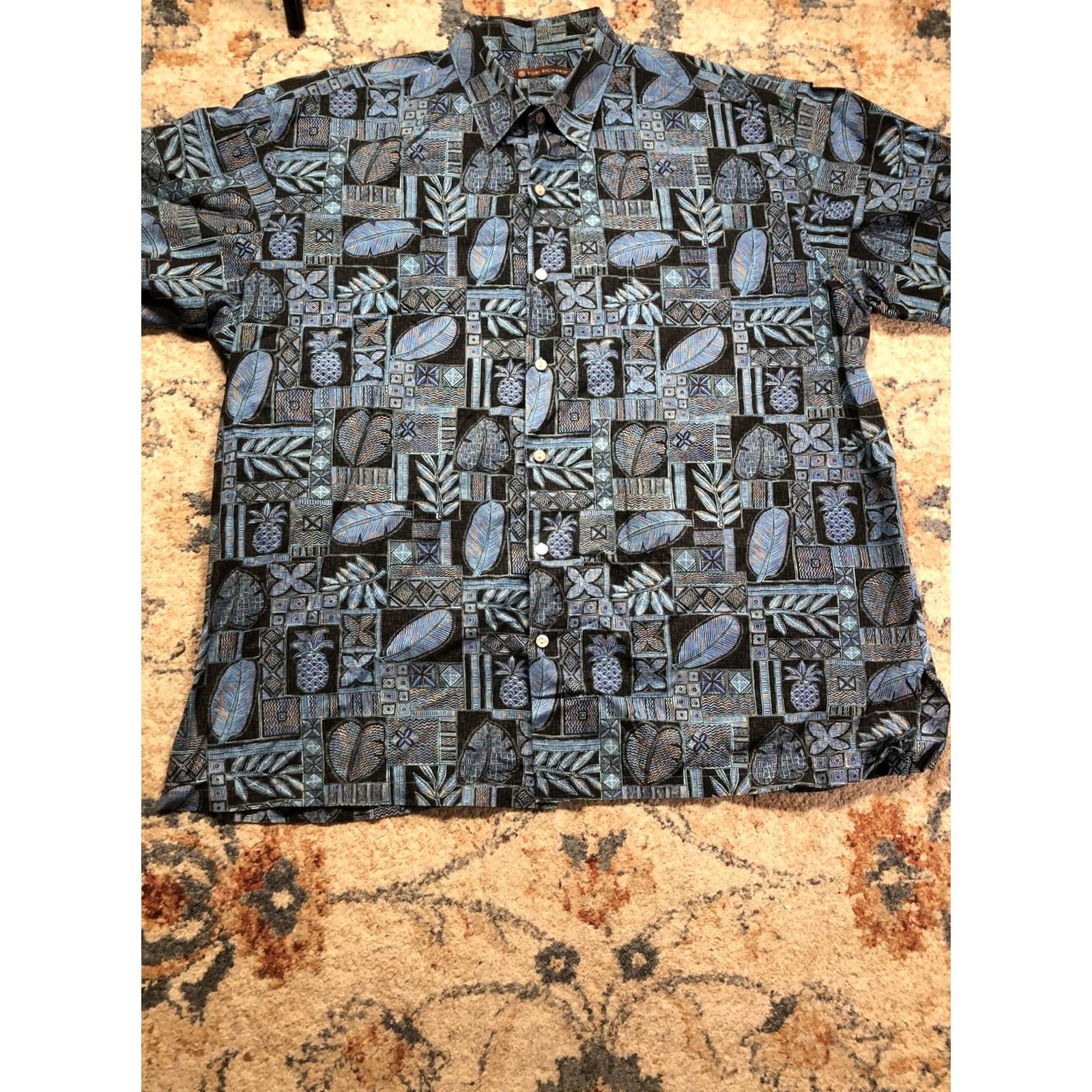 Tori Richard Tori Richard Shirt Mens XL Blue Hawaiian Tropical Aloha Short Sleeve Button Up Size US XL / EU 56 / 4 - 5 Thumbnail