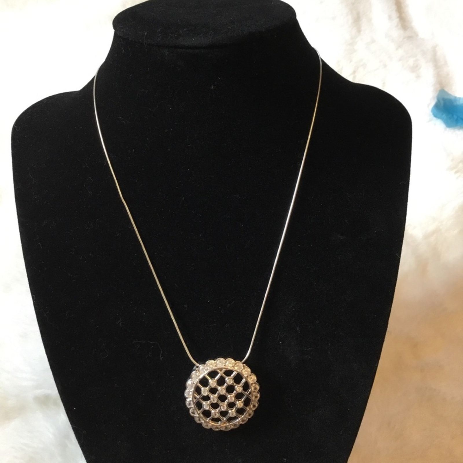 Other Sterling Silver Round Crystal Raindrop Pendant Necklace Size ONE SIZE - 6 Thumbnail