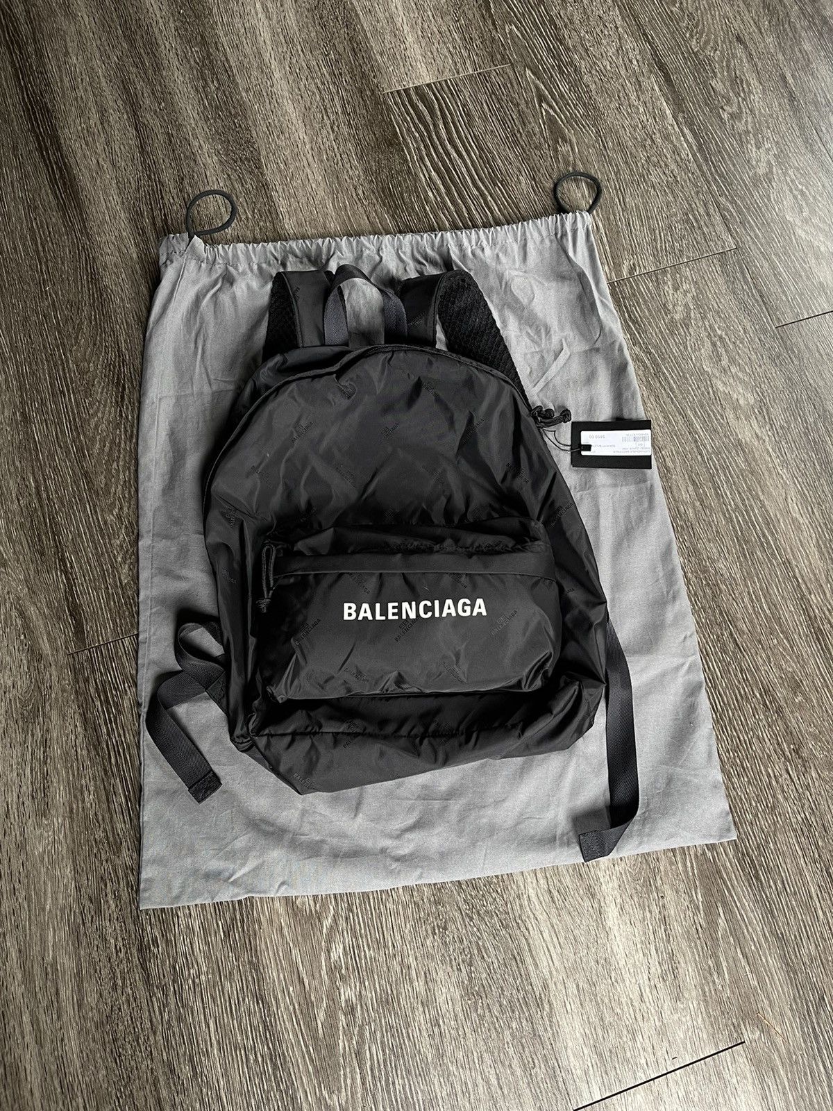 image of Balenciaga Nylon All-Over Backpack in Black, Men's