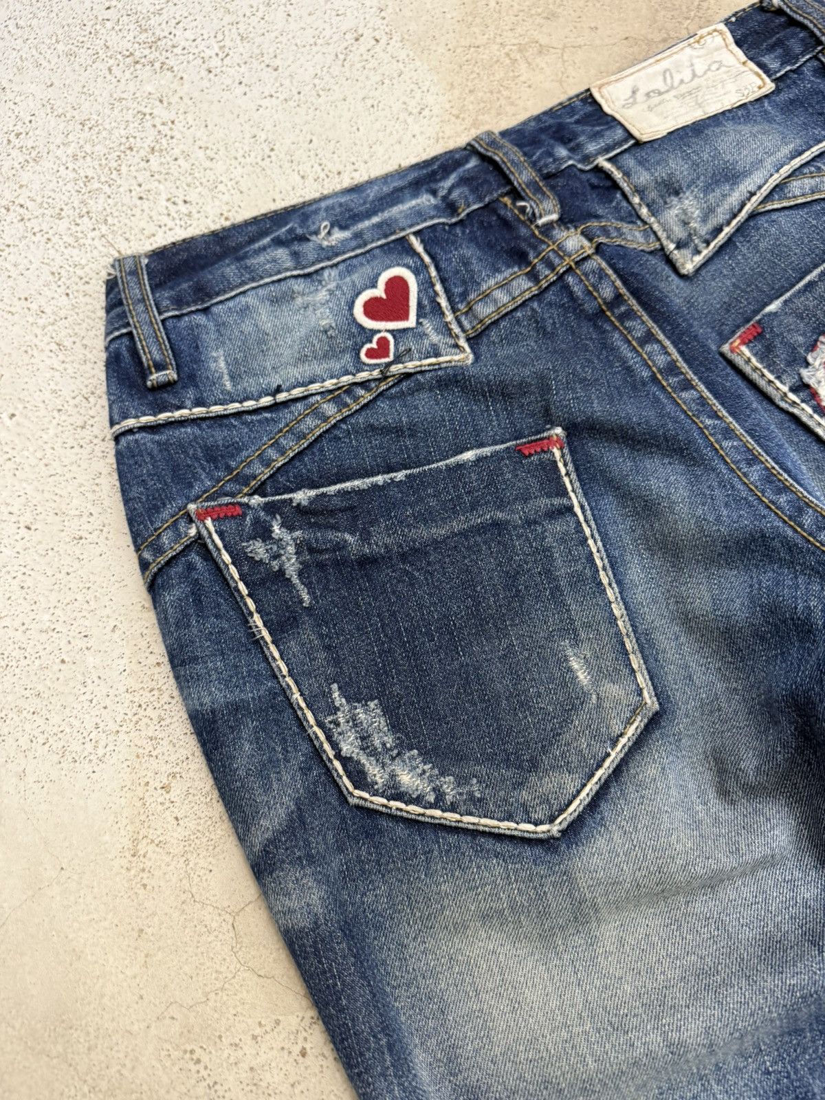 Japanese Brand Lolita Distressed Embroidery Mudwash Whisker Union Jack Pant Size US 29 - 16 Thumbnail