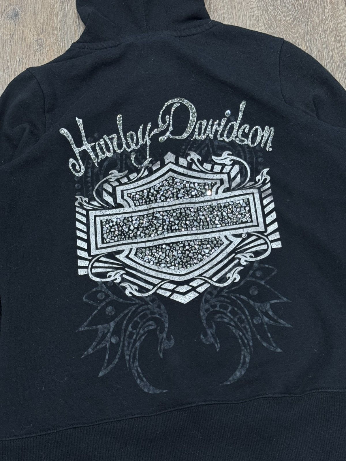 Harley Davidson Vintage 2012 Harley-Davidson Women’s Rhinestone Zip Hoodie Size L / US 10 / IT 46 - 7 Thumbnail