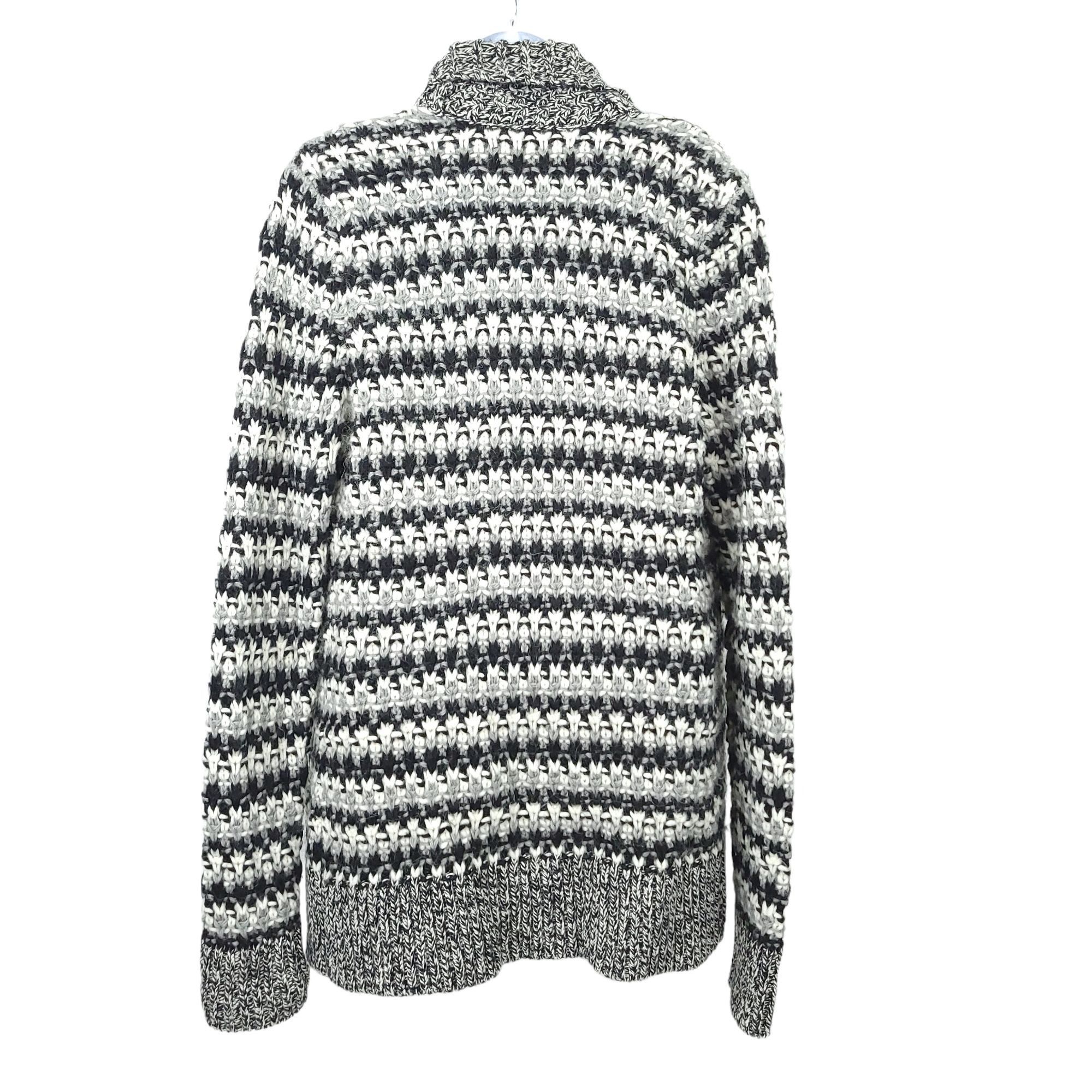 Loft Ann Taylor LOFT Cardigan Sweater M Black White Marled Knit Size M / US 6-8 / IT 42-44 - 2 Thumbnail