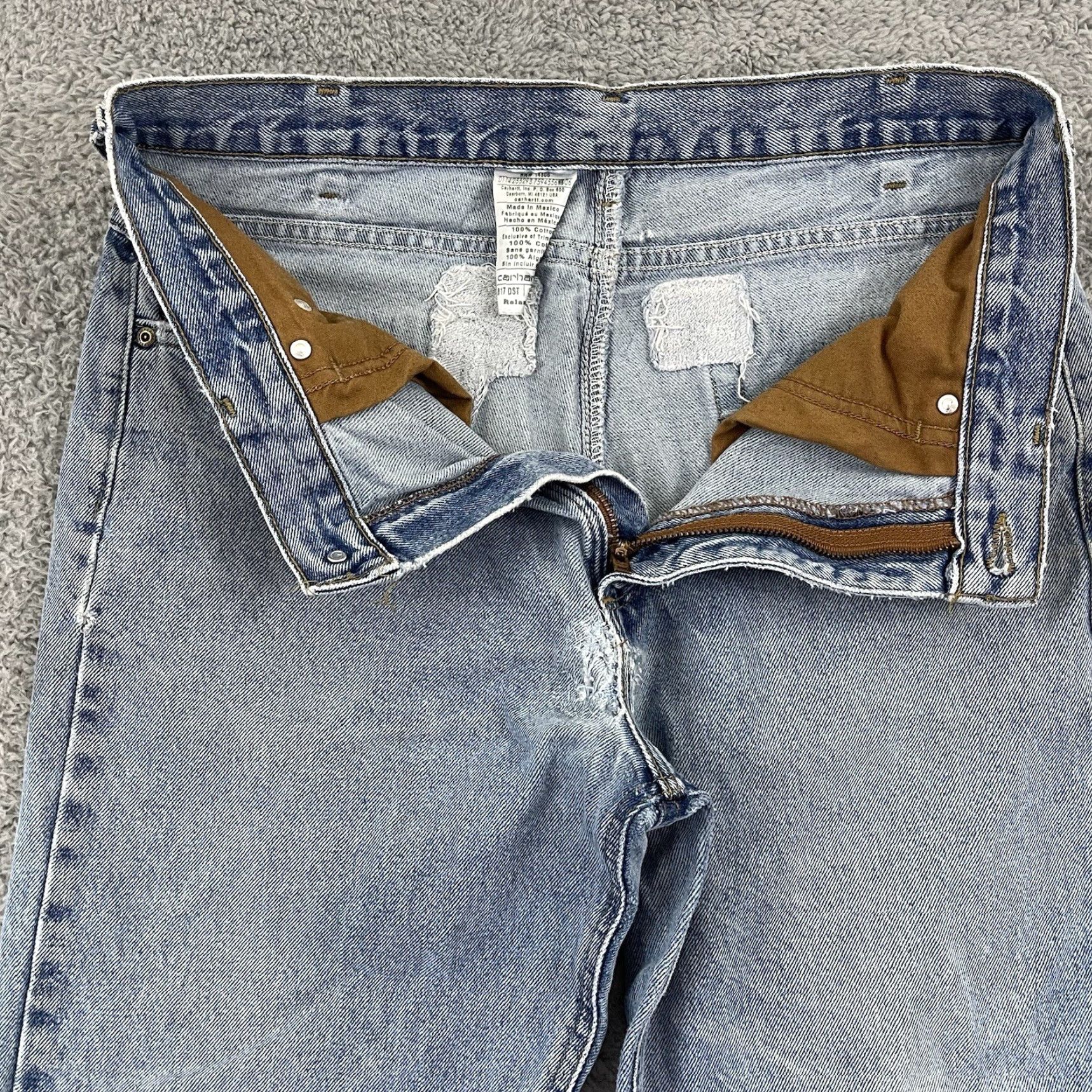 Carhartt VINTAGE Carhartt Jeans Men’s 34x32 Blue Denim Straight Leg 5-Pocket Workwear Logo USA 90s Mens Jeans Size US 34 / EU 50 - 5 Thumbnail