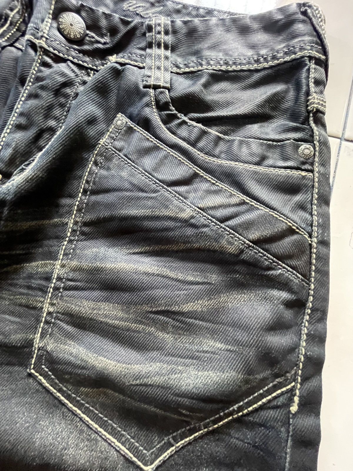 GOSTAR DE FUGA × semanticdesign Urban Craft Waxed Coated Contrast Triple Stitch Jeans Size US 30 / EU 46 - 9 Thumbnail