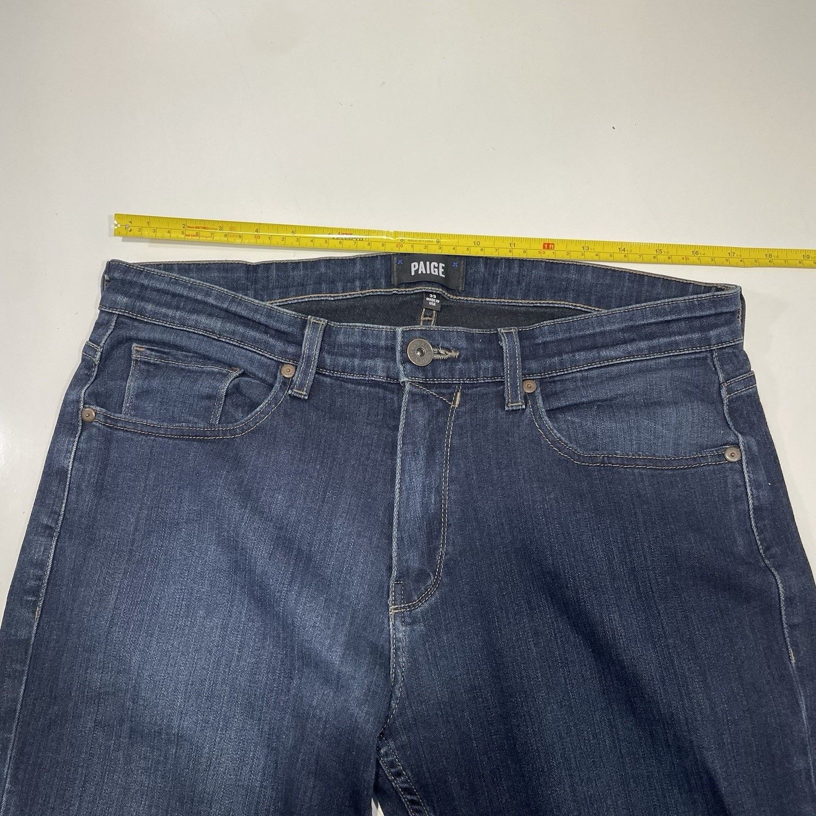 Paige PAIGE Federal Slim Straight Leg Jeans Dark Indigo Blue 33 Size US 33 - 5 Thumbnail