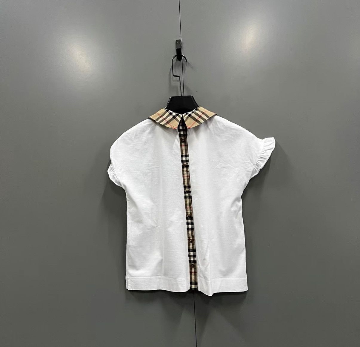 Burberry Burberry Kids Collar Plaid Short Sleeve Top J41 Size ONE SIZE - 2 Thumbnail