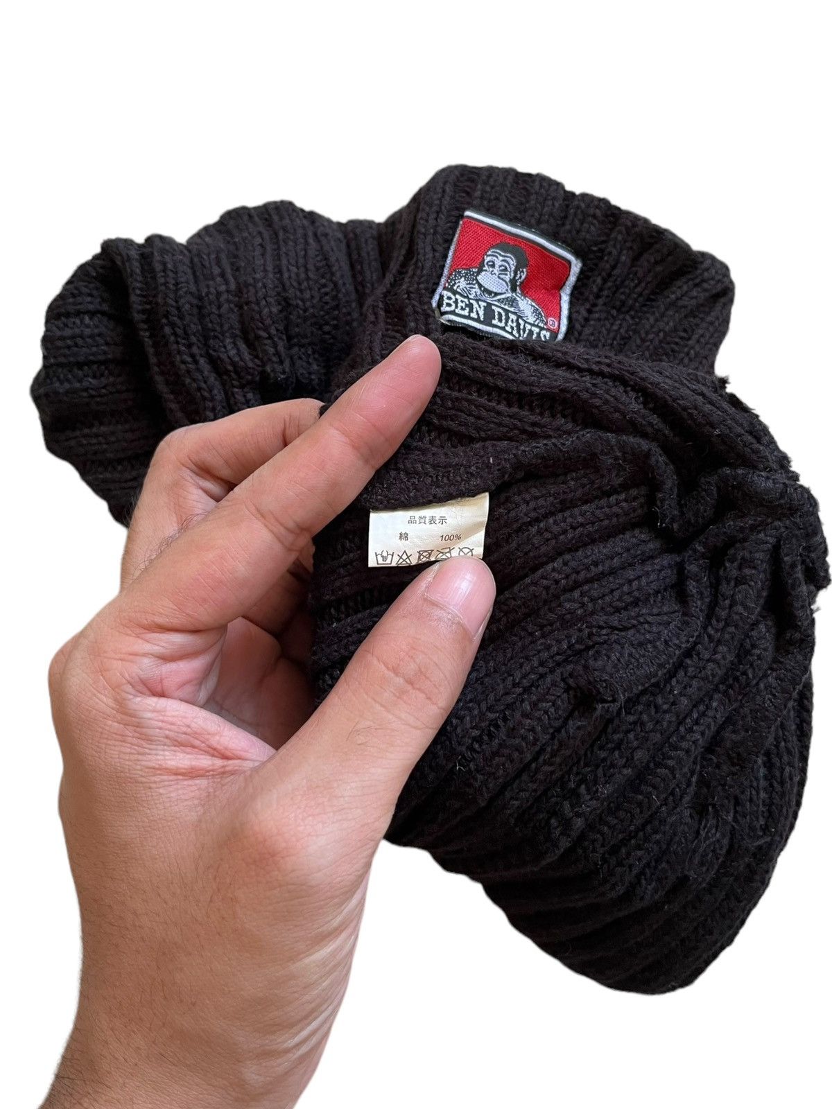 Ben Davis × Vintage Vintage Ben Davis Logo Style Black Beanie Snow Cap Size ONE SIZE - 4 Thumbnail