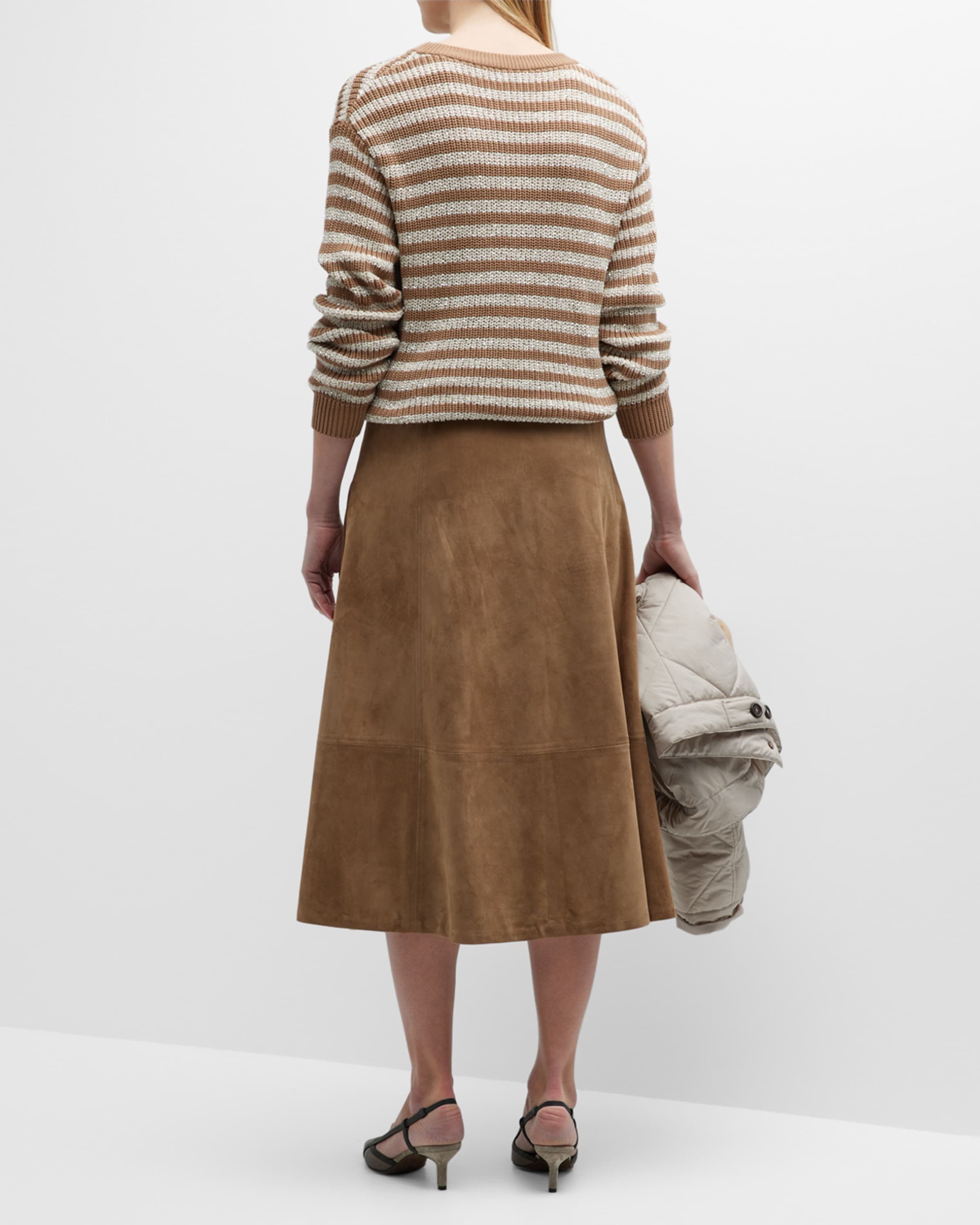 Brunello Cucinelli o1y0825 Crewneck Sweater in Camel/White Size M / US 6-8 / IT 42-44 - 4 Thumbnail