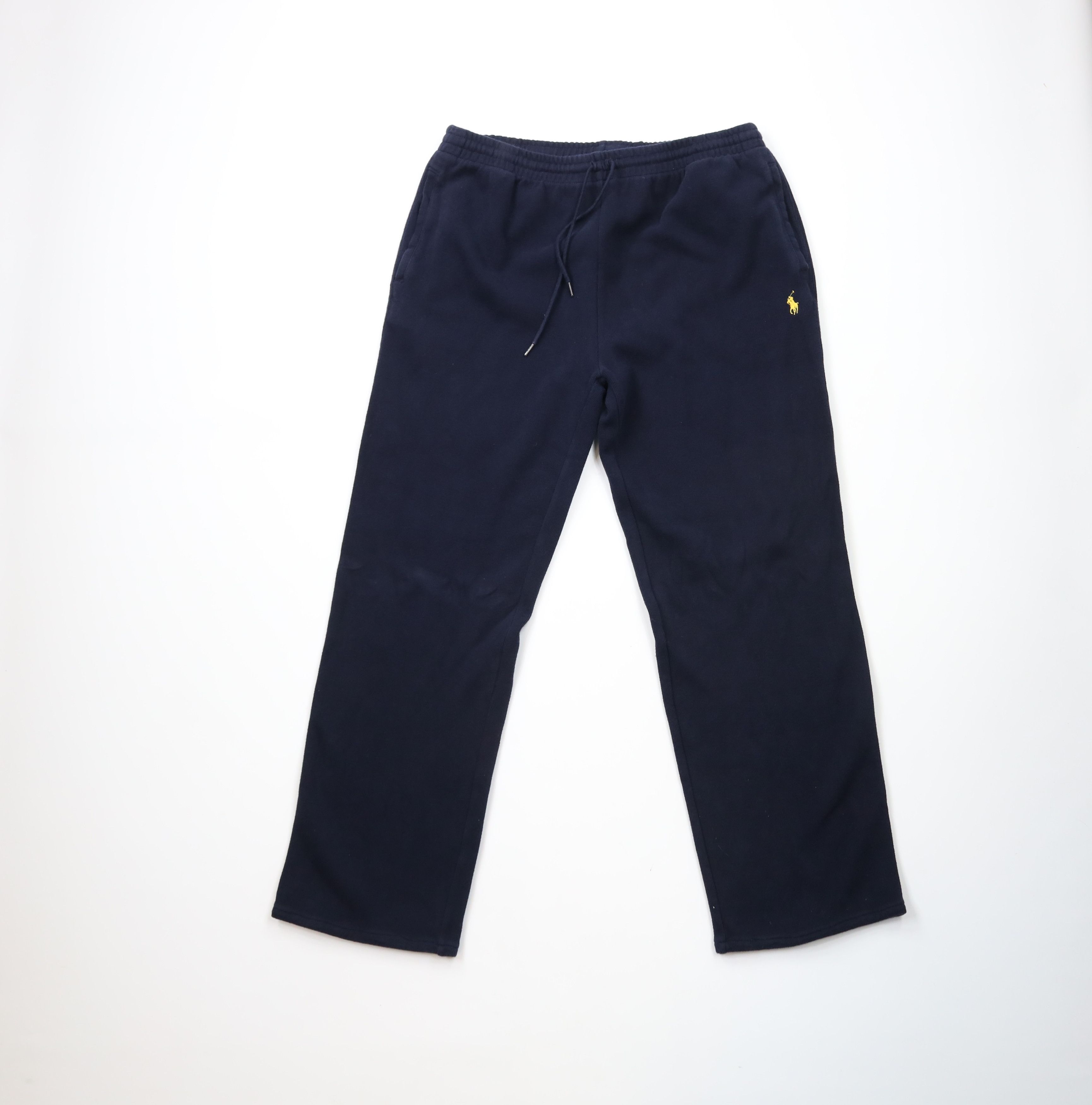 Ralph Lauren × Vintage Vintage 90s Ralph Lauren Ribbed KnitWide Leg Sweatpants Blue Size US 36 / EU 52 - 1 Thumbnail