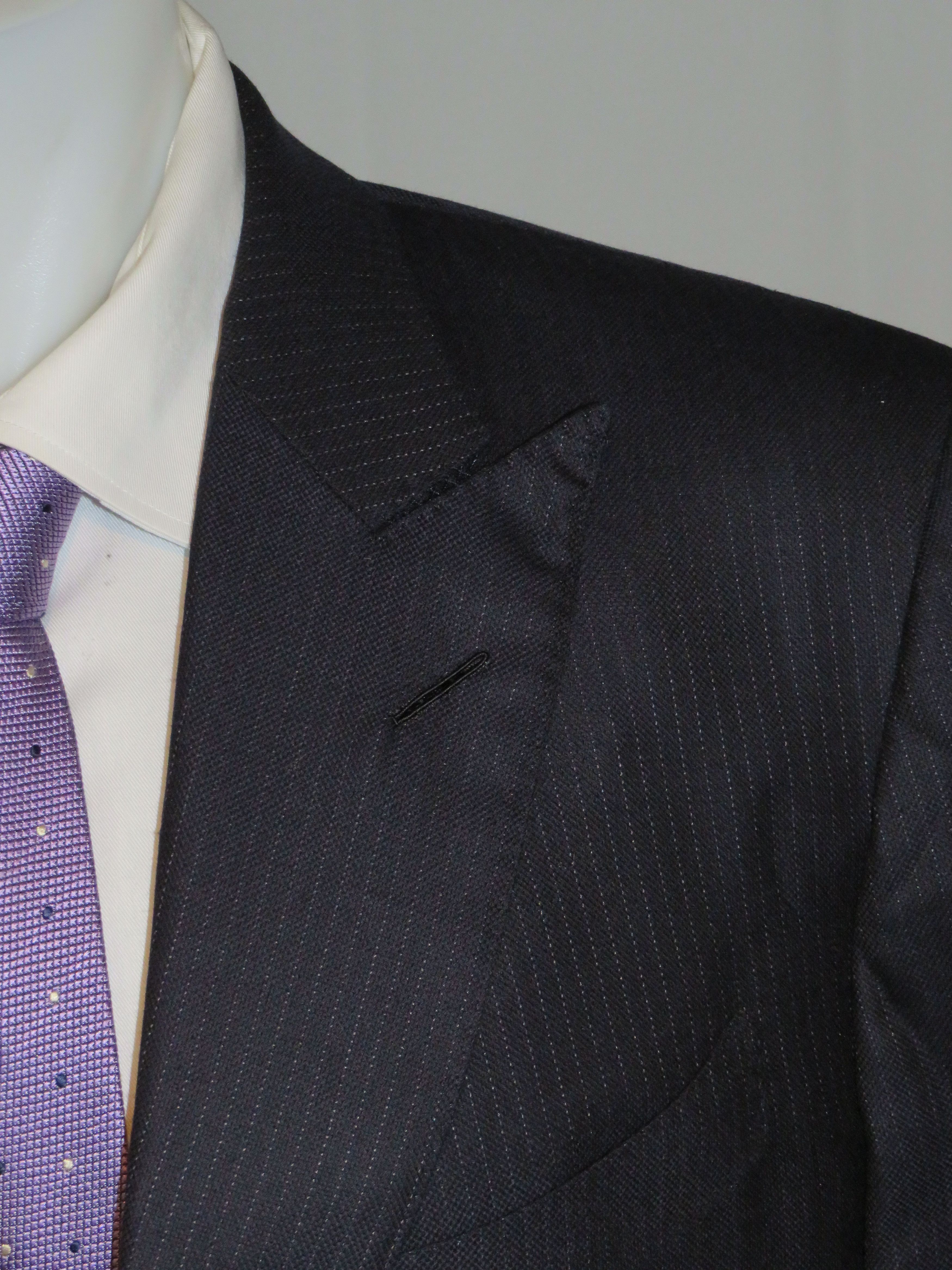 Tom Ford O'Connor Blue Stripe Silk Blend Current Two Button Suit 44L Size 44L - 7 Thumbnail
