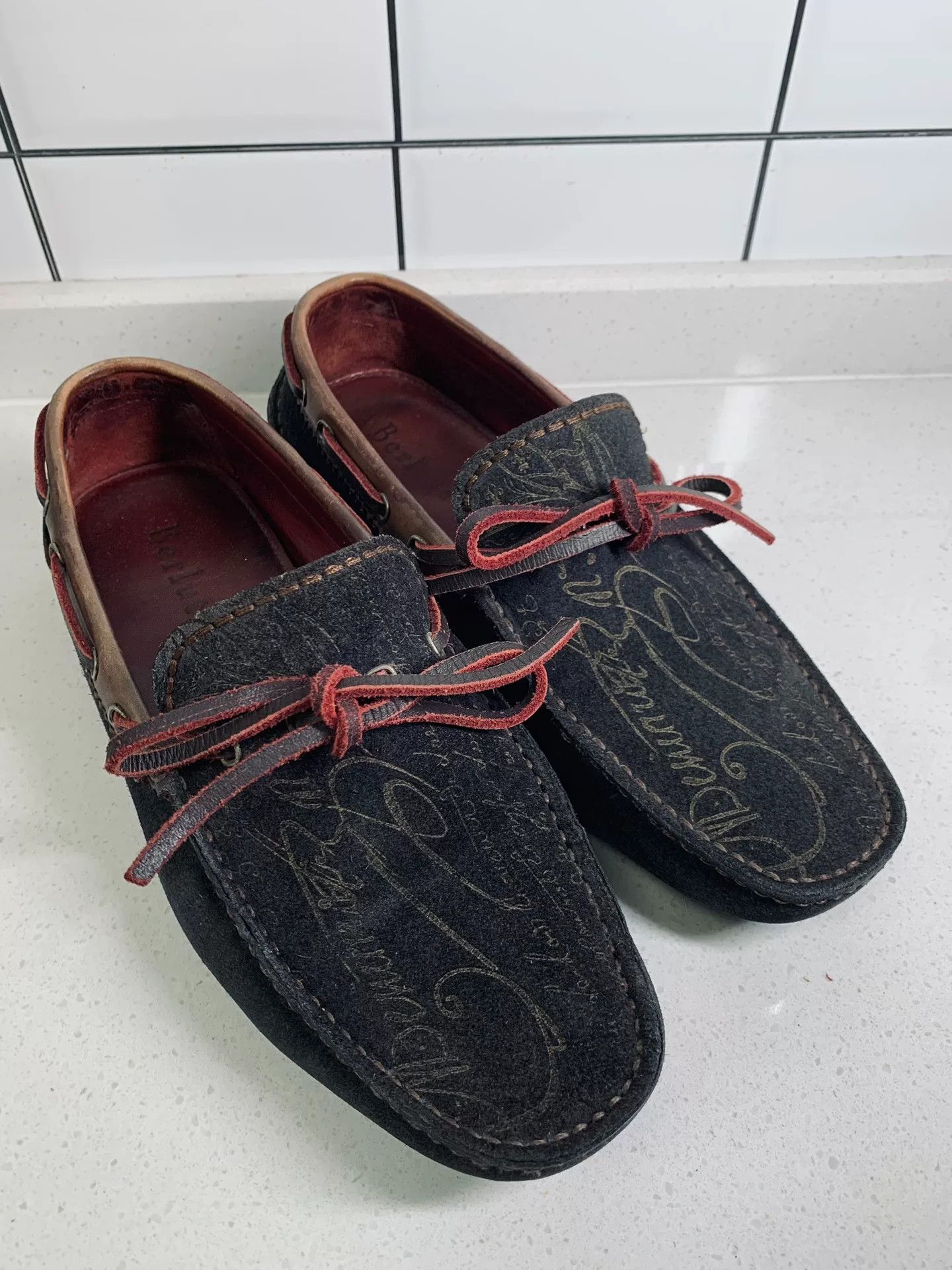 Berluti Berluti Love Letter Carving Slip-On Boat Shoes Size US 7.5 / EU 40-41 - 1 Thumbnail