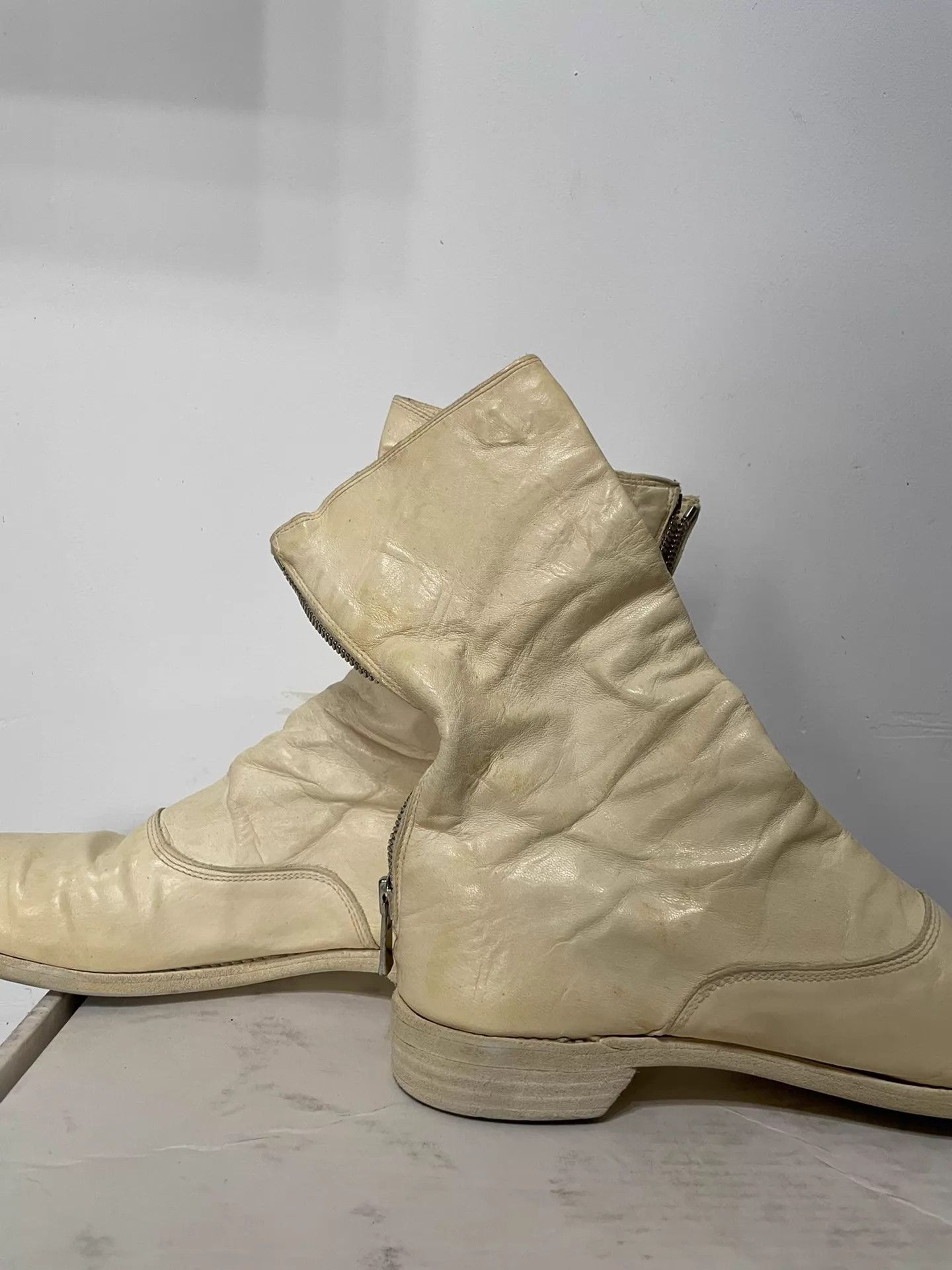 Guidi Guidi 311 Vintage White Horsehide 42 Back-Zip Hi-Top Size US 10 / EU 43 - 3 Thumbnail