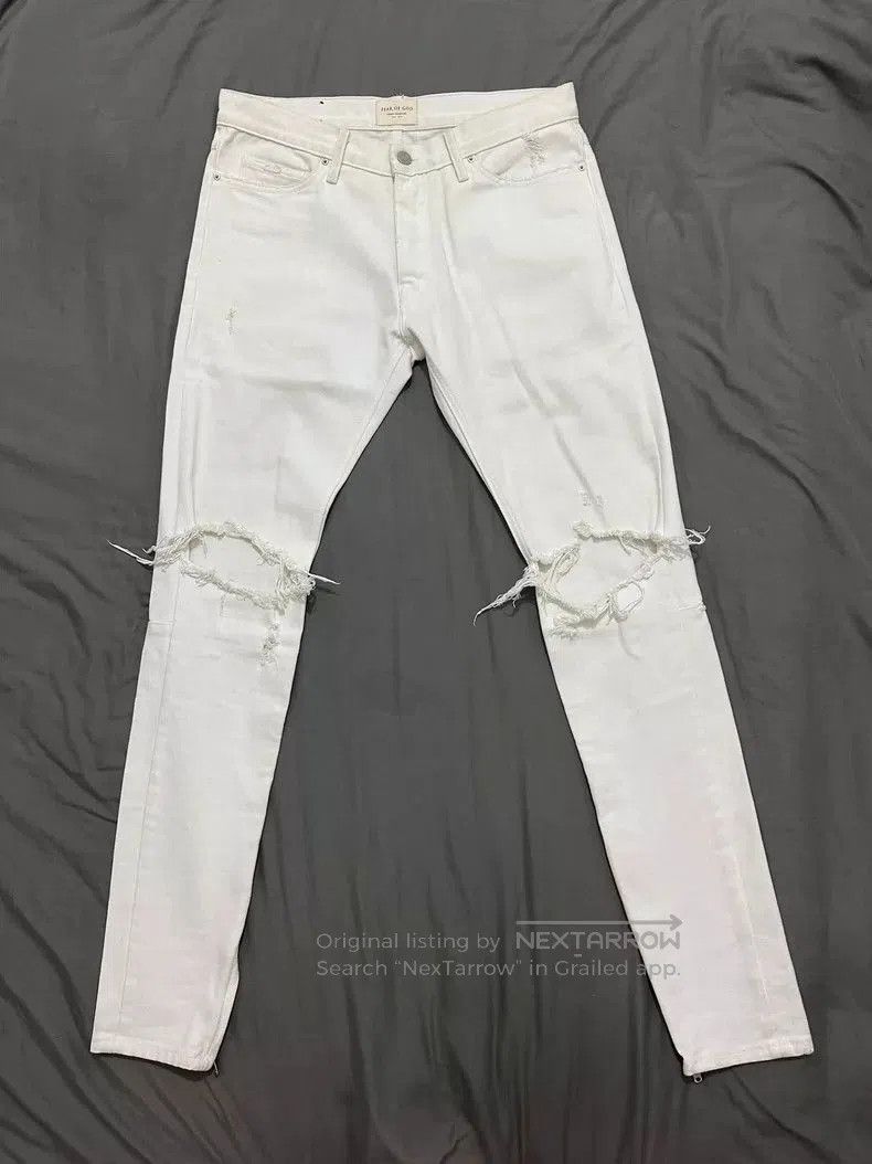 Fear of God Fear of God 4th Distressed White Denim. Size US 33 - 1 Thumbnail