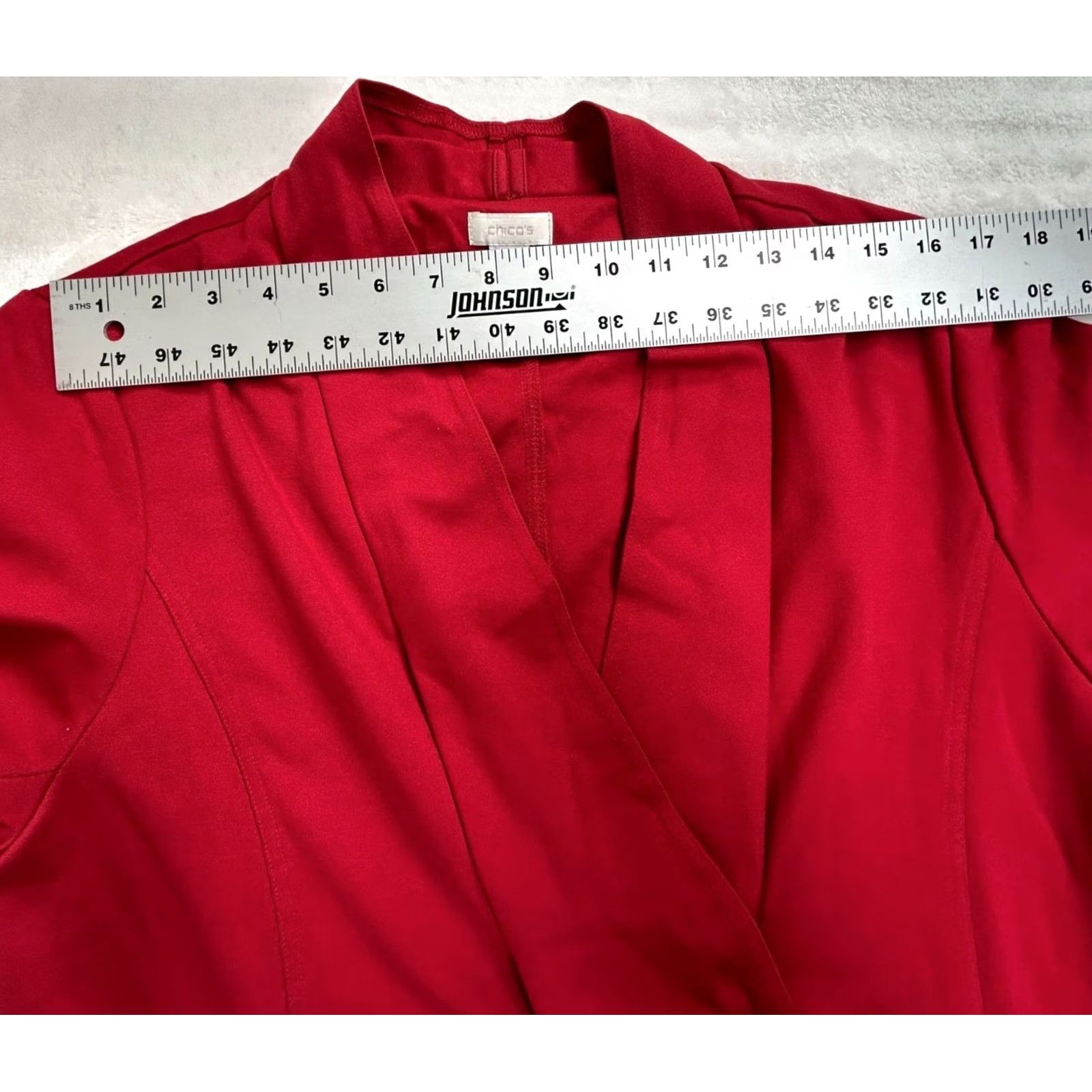 Vintage Chico's Womens Red Cardigan Blazer Sweater Size 3 Stretch Knit Open Drape Front Size XS / US 0-2 / IT 36-38 - 5 Thumbnail