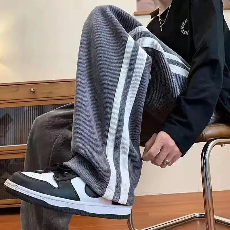 Japanese Brand Loose Versatile Striped Wide Leg Jogger Pant Size US 29 - 3 Thumbnail