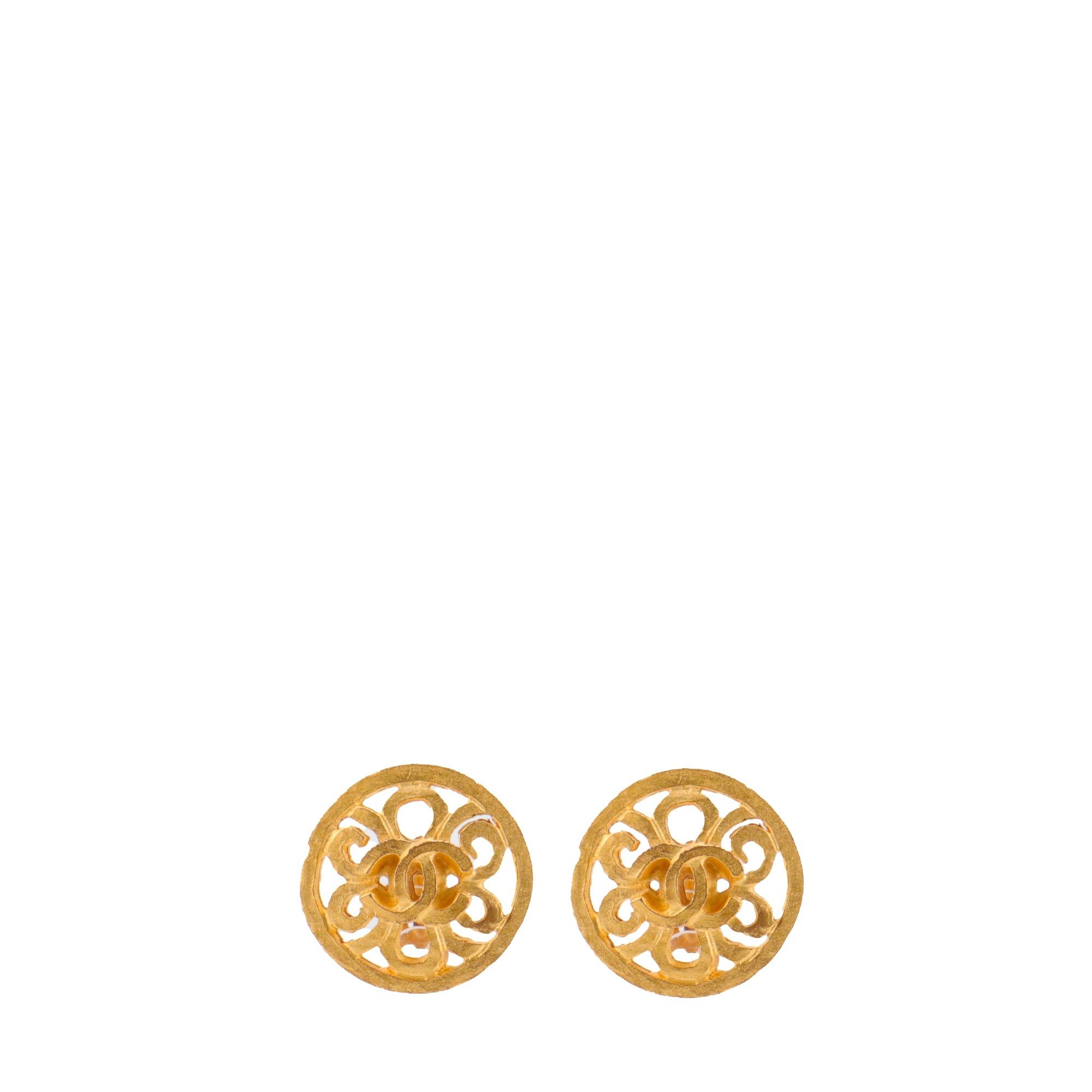 Chanel CHANEL - Chanel CC earrings in vintage gold metal Size ONE SIZE - 1 Thumbnail