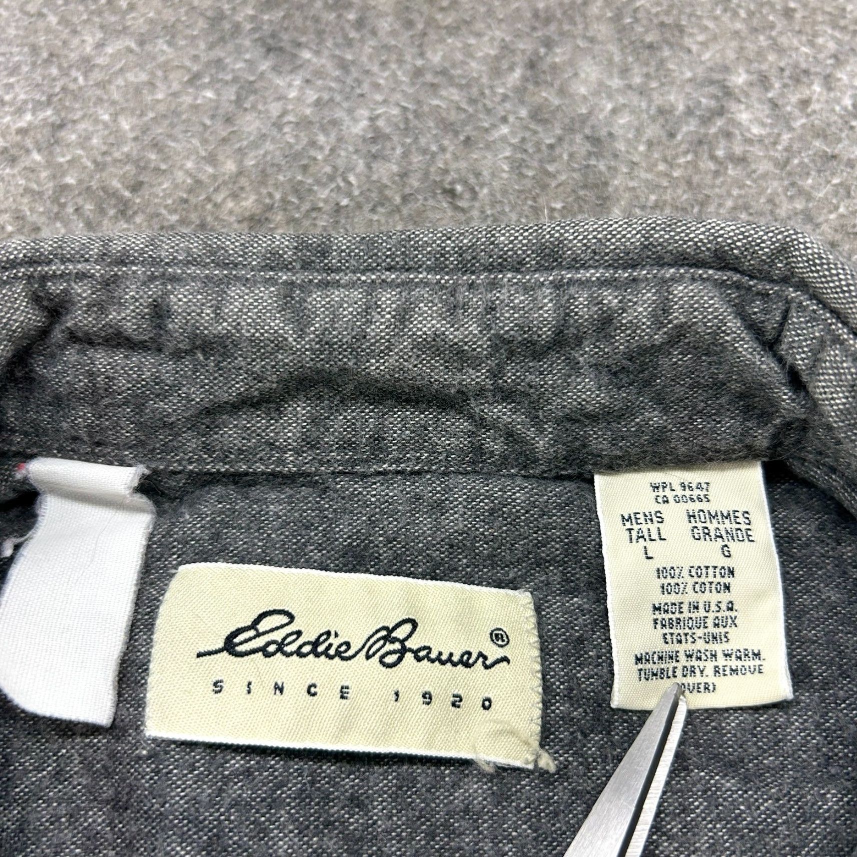 Eddie Bauer VINTAGE Eddie Bauer Shirt Men LT Grey Button Up Long Sleeve Striped Chamois 90s Size US L / EU 52-54 / 3 - 4 Thumbnail
