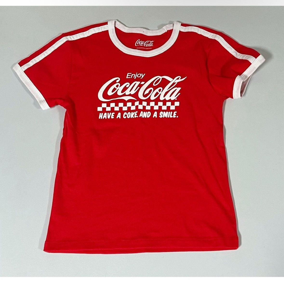 Coca Cola Red White Coca-Cola Graphic Ringer Tee T-Shirt Top Size S ❤️✨ Size S / US 4 / IT 40 - 2 Thumbnail