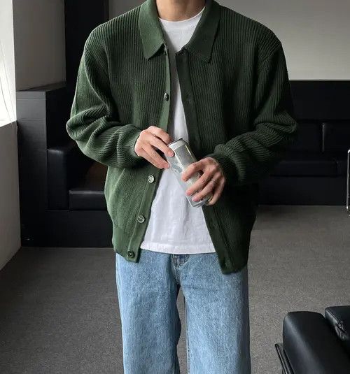 VIBE Korean Fashion Knitted Coat Streetwear Casual Cardigan Size US L / EU 52-54 / 3 - 2 Thumbnail