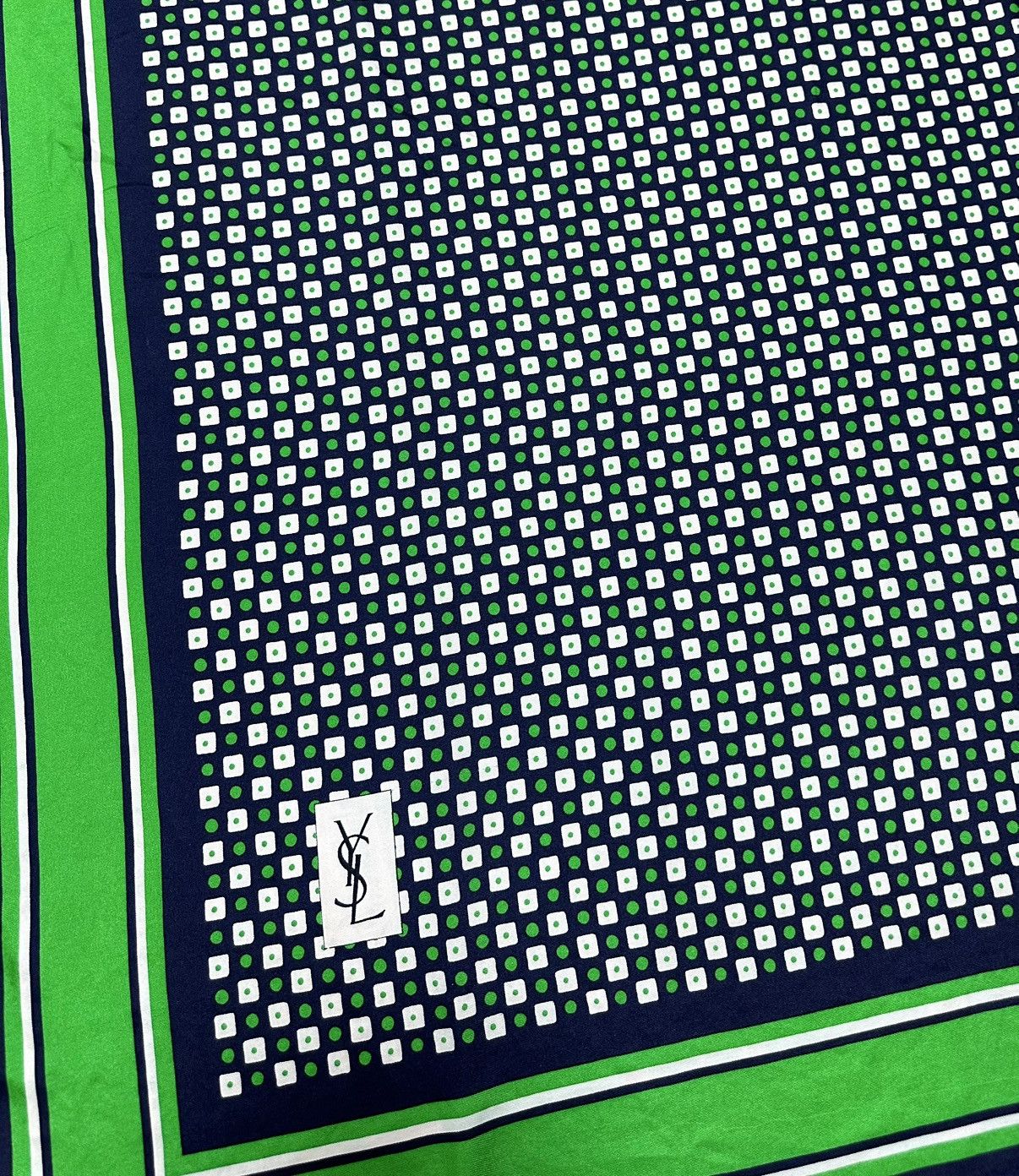 Yves Saint Laurent YSL Yves Saint Laurent Silk Scarf 86x84 cm Blue Green Square Size ONE SIZE - 2 Thumbnail