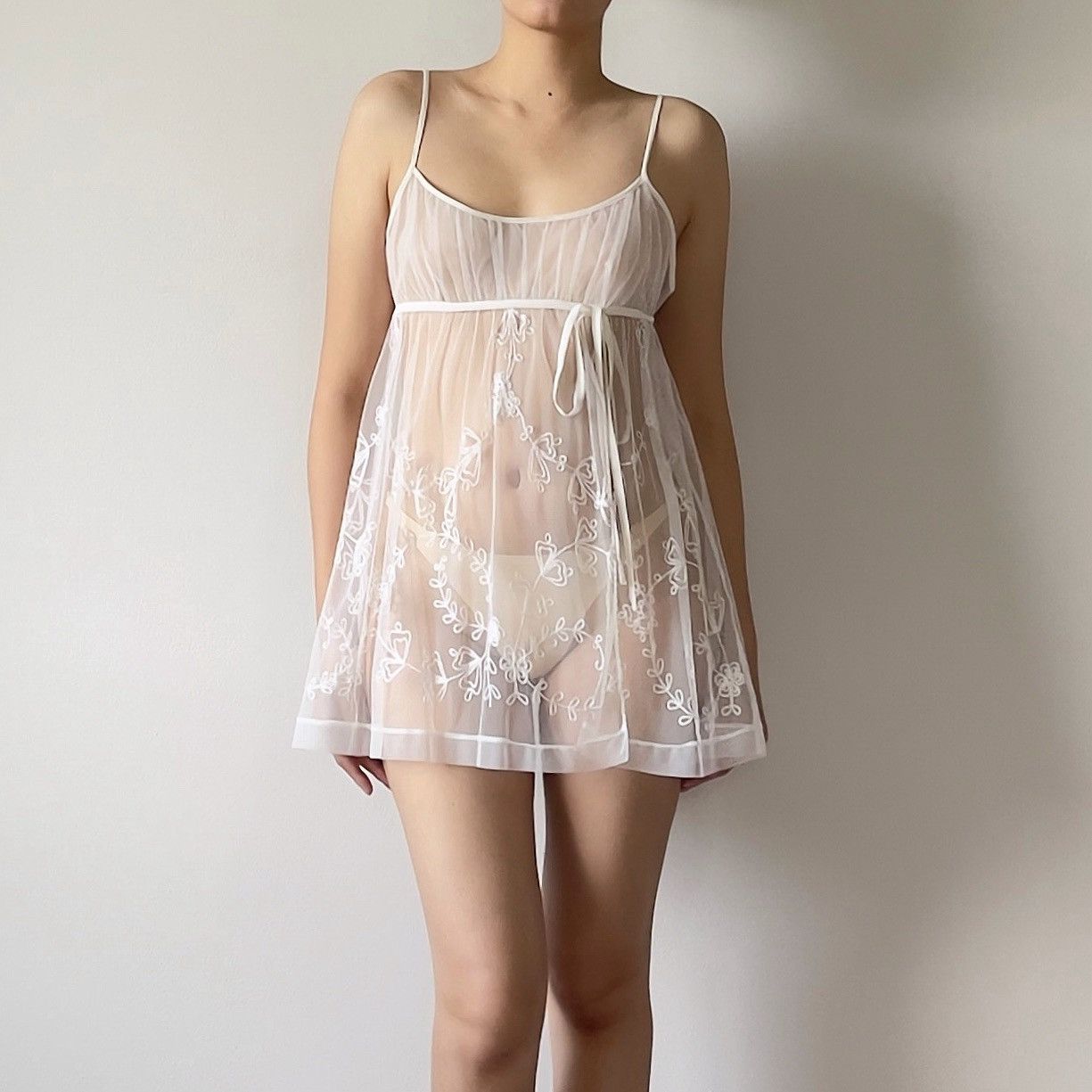 Victoria's Secret Victoria’s Secret Soft Ivory Mesh Slip Dress (S) Size S / US 4 / IT 40 - 3 Thumbnail