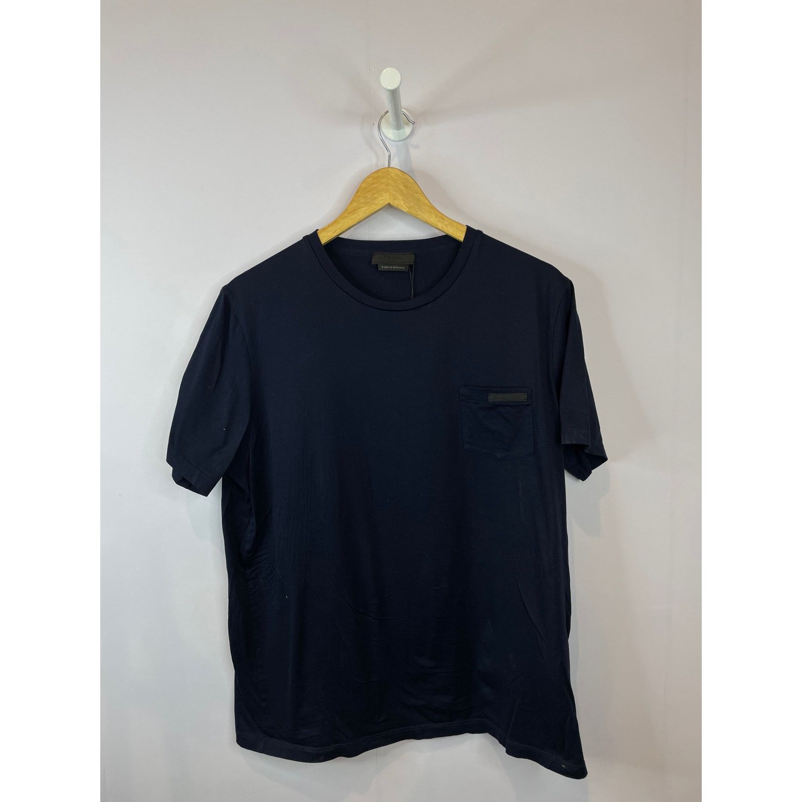 Prada Prada Small Navy Logo Tee Used XL Size US XL / EU 56 / 4 - 1 Thumbnail