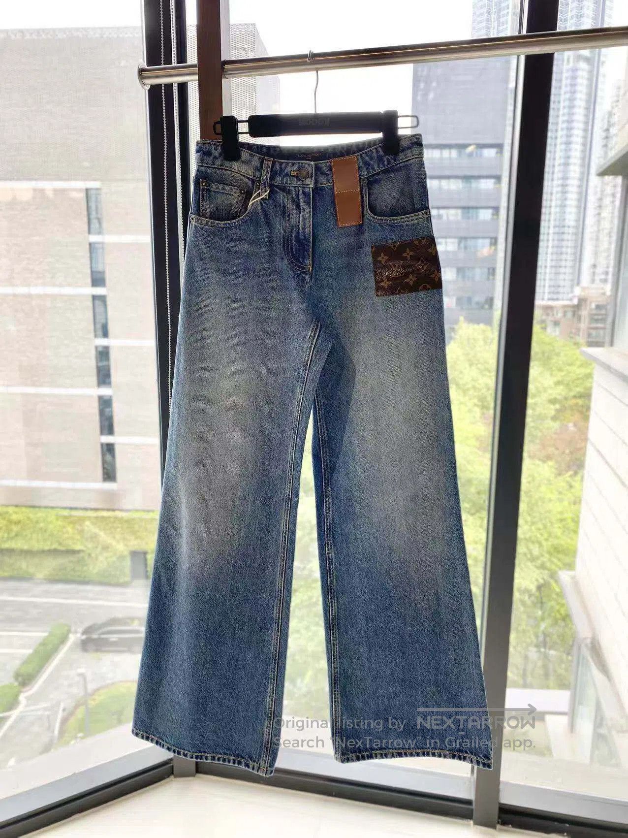 Louis Vuitton Louis Vuitton Presbyopia leather brand wide-leg jeans| Size 42" / US 20 - 2 Thumbnail