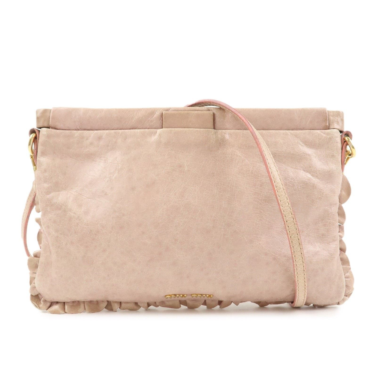 Miu Miu Miu Miu Logo Frilled Calfskin Crossbody Bag Pink Size ONE SIZE - 1 Thumbnail