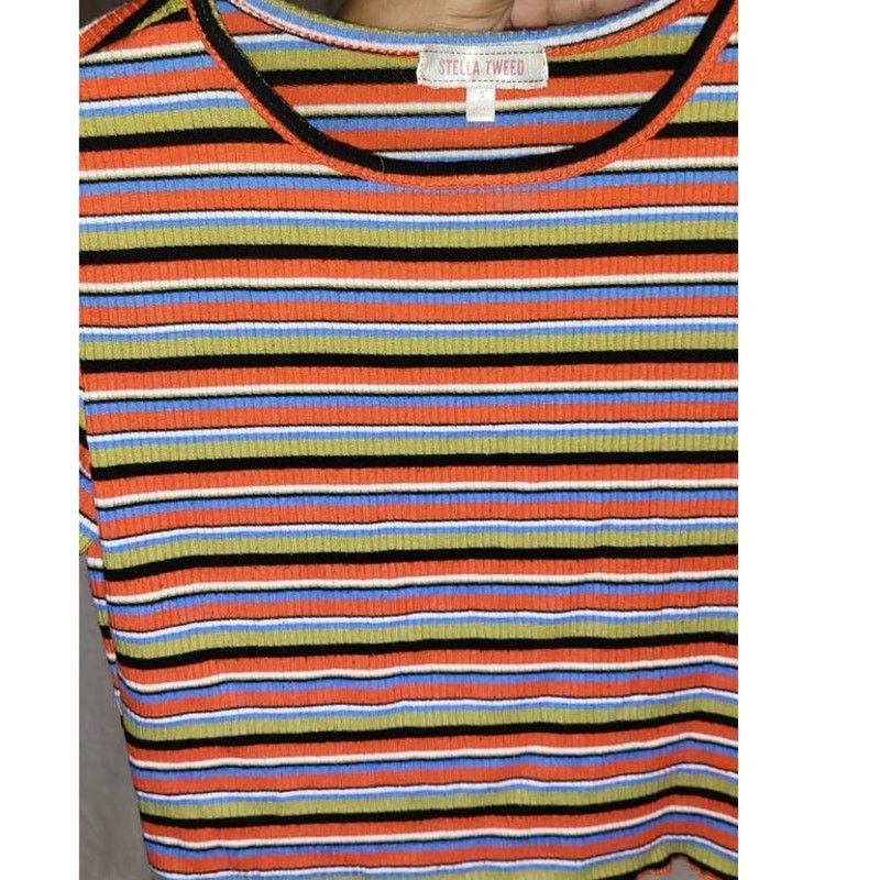Other Stella & Tweed Ribbed Multicolor Striped Crop Top Size Small Size S / US 4 / IT 40 - 4 Thumbnail