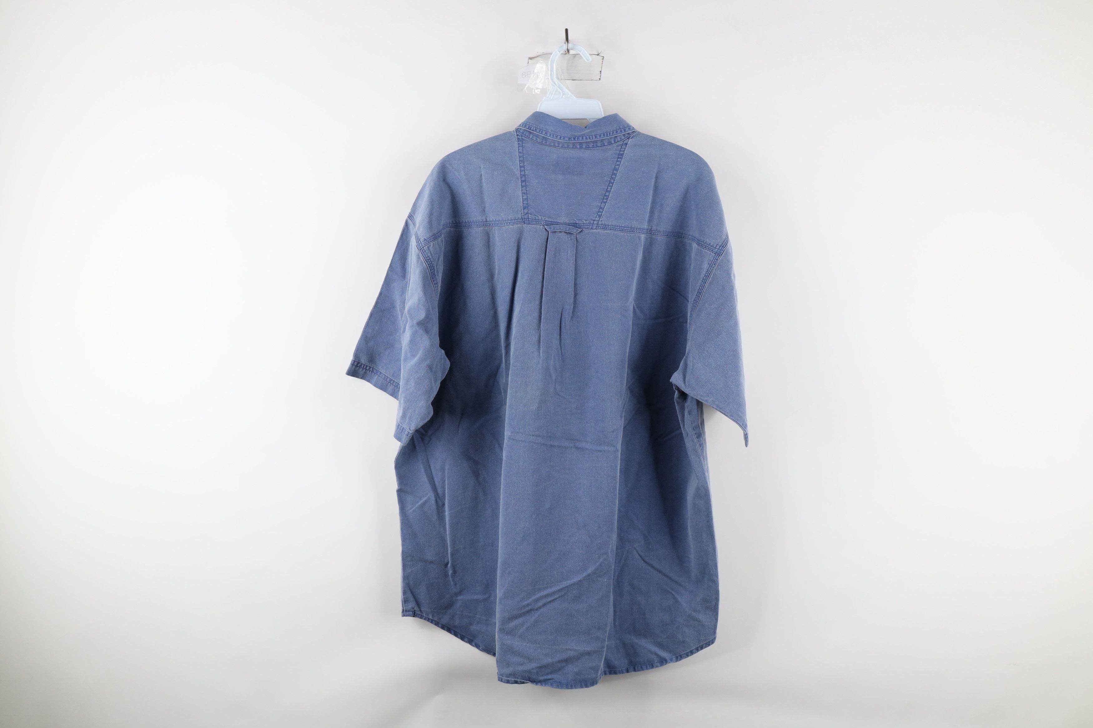 Vintage Vintage 90s Streetwear Short Sleeve Button Shirt Blue Size US L / EU 52-54 / 3 - 11 Thumbnail