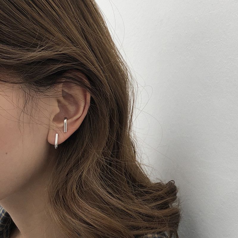 Jewelry × Sterling Silver New Trend Earrings One Pairs Chrome Jewelry Size ONE SIZE - 1 Thumbnail