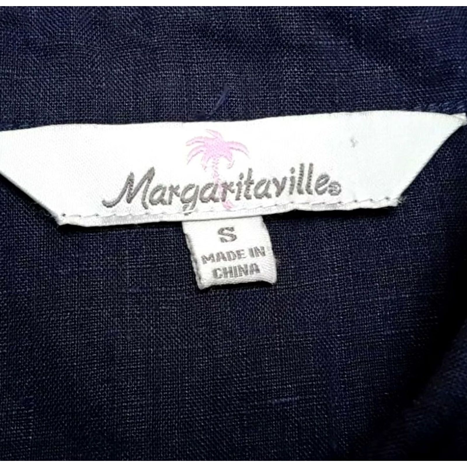 Vintage Margaritaville Blouse Women's Small Navy Blue Linen Sleeveless Button Front Casual Shirt Jewelry Pockets Regular Size S / US 4 / IT 40 - 5 Thumbnail