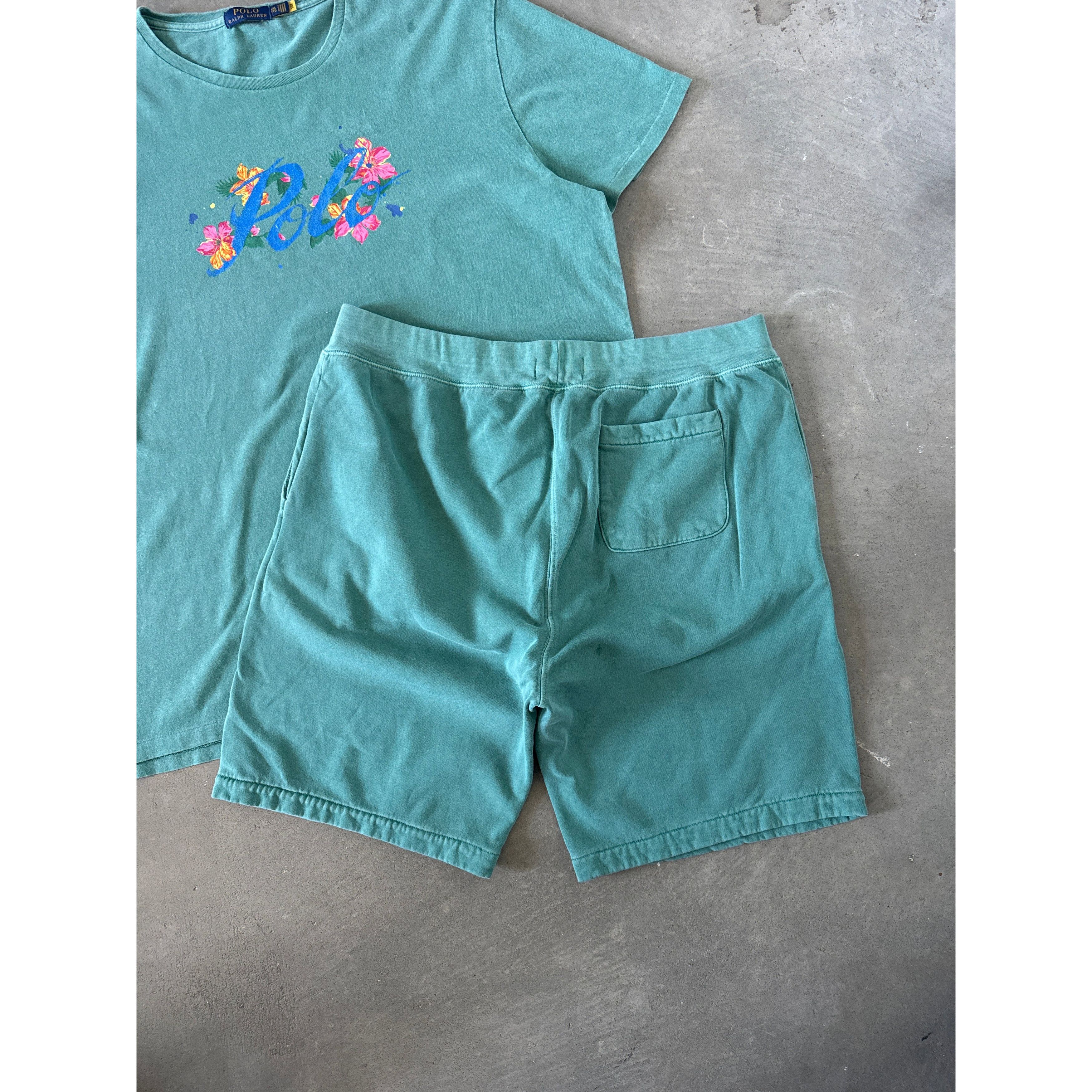 Polo Ralph Lauren Polo Ralph Lauren Tropical Floral Tee Sweat Shorts Set Size US XXL / EU 58 / 5 - 7 Thumbnail