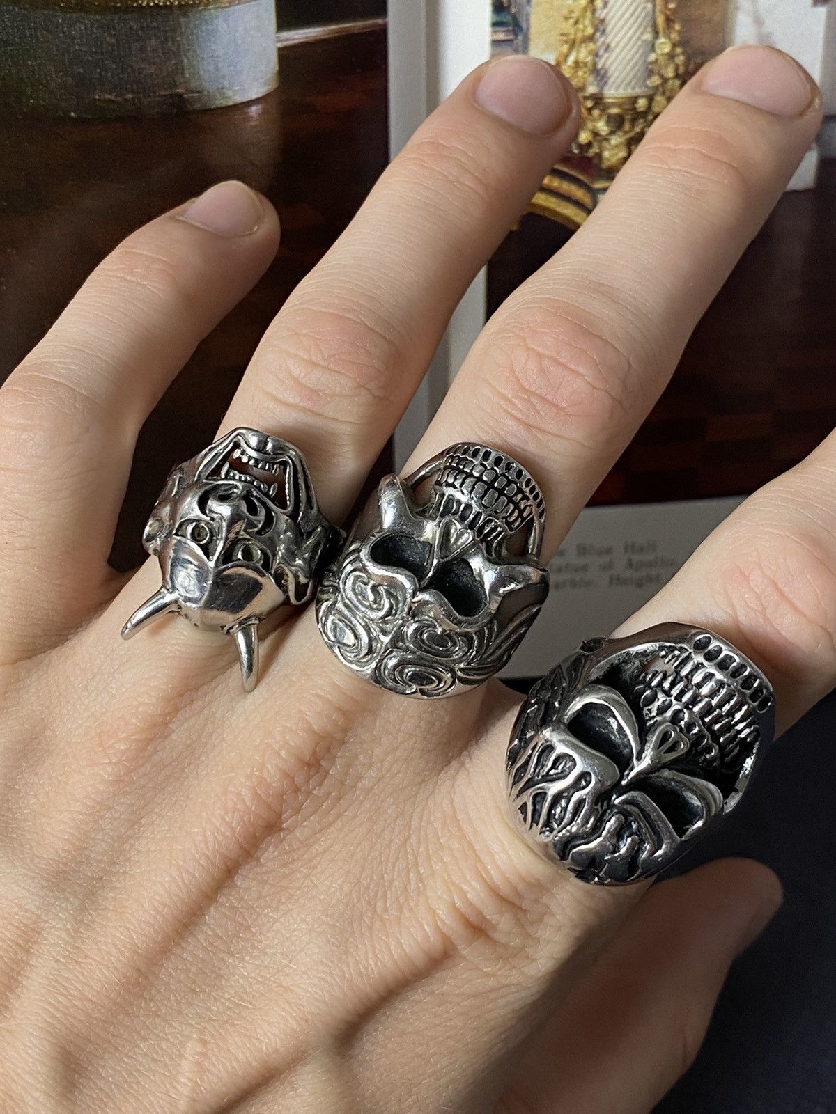 Jewelry Punk Rock Jewelry Set: Skull Bracelet & Rings Size ONE SIZE - 2 Thumbnail