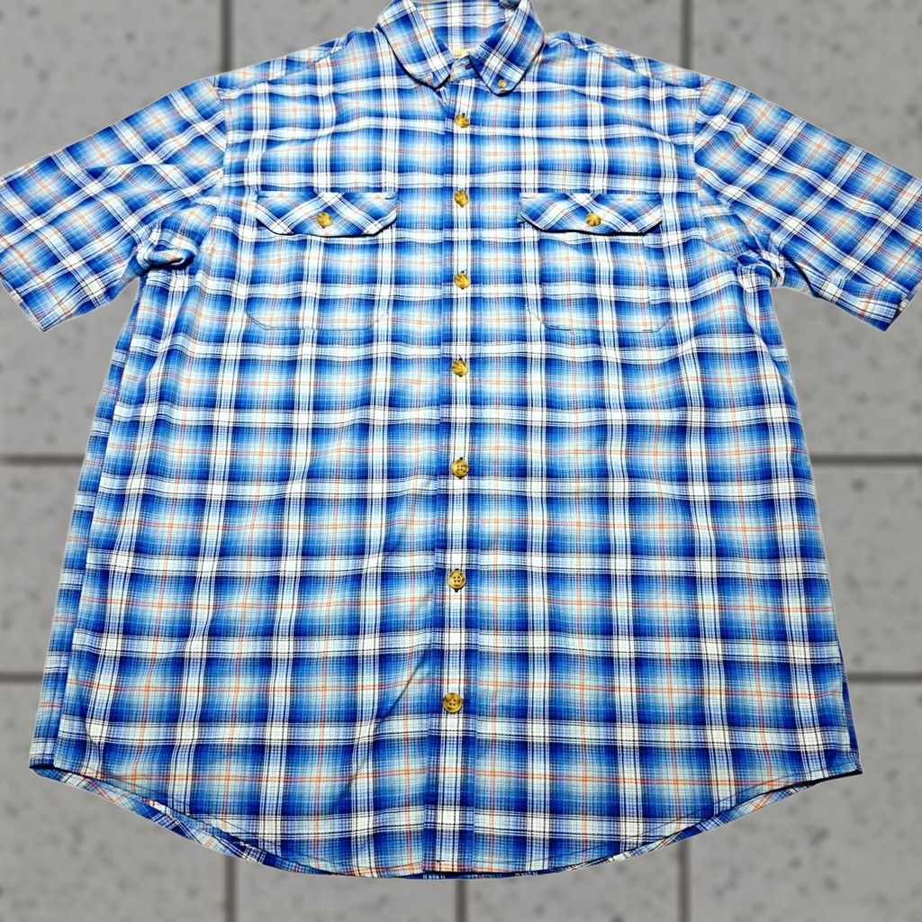 Vintage Duluth Trading Co. Men's Shirt LT Plaid Blue Short Sleeve Button-Up Regular Fit Casual Outdoor / Classic Fish Blue Size US L / EU 52-54 / 3 - 1 Thumbnail