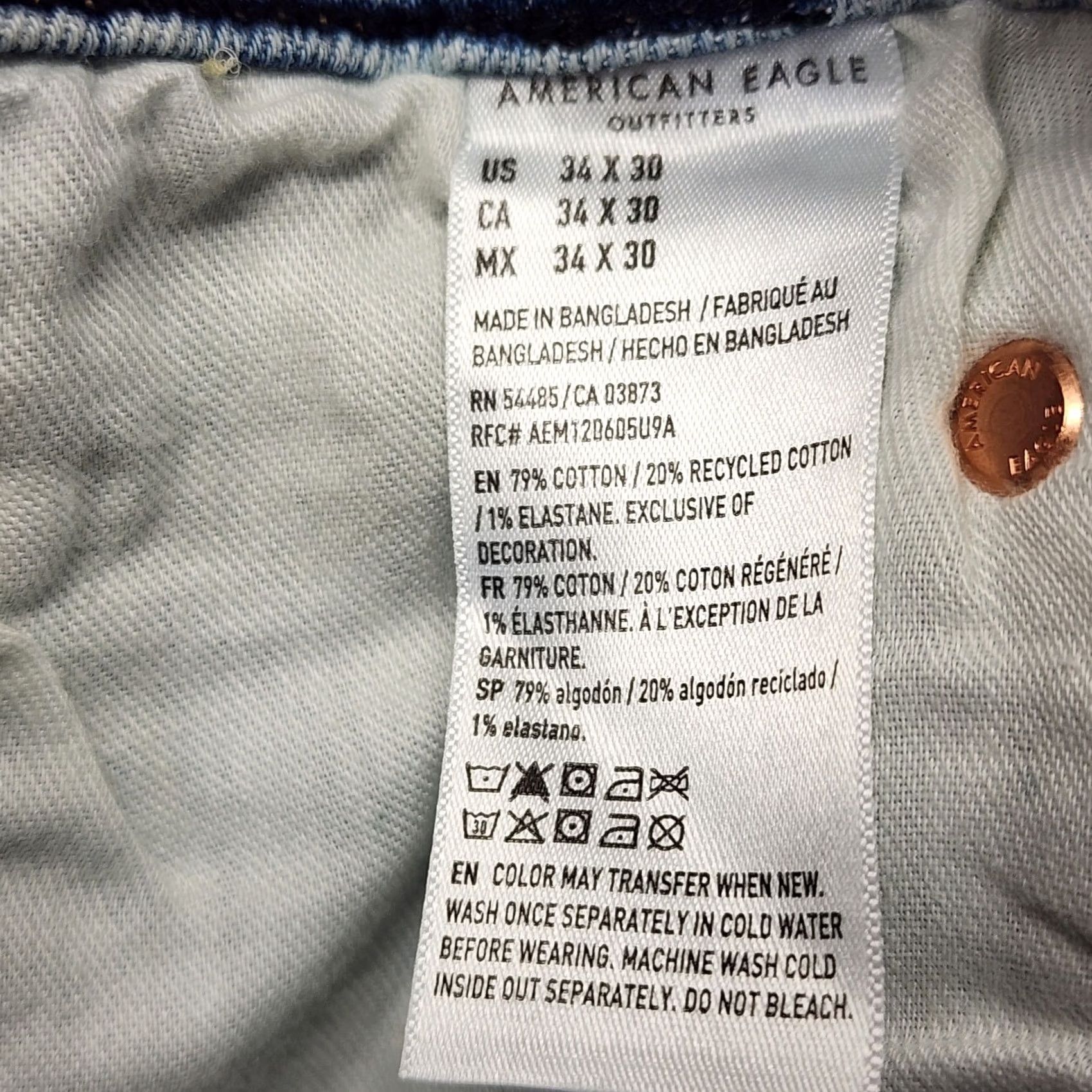 Vintage VINTAGE American Eagle Baggy Jeans Mens 34x30 Light Wash Blue Easyflex NEW Size US 34 / EU 50 - 5 Thumbnail