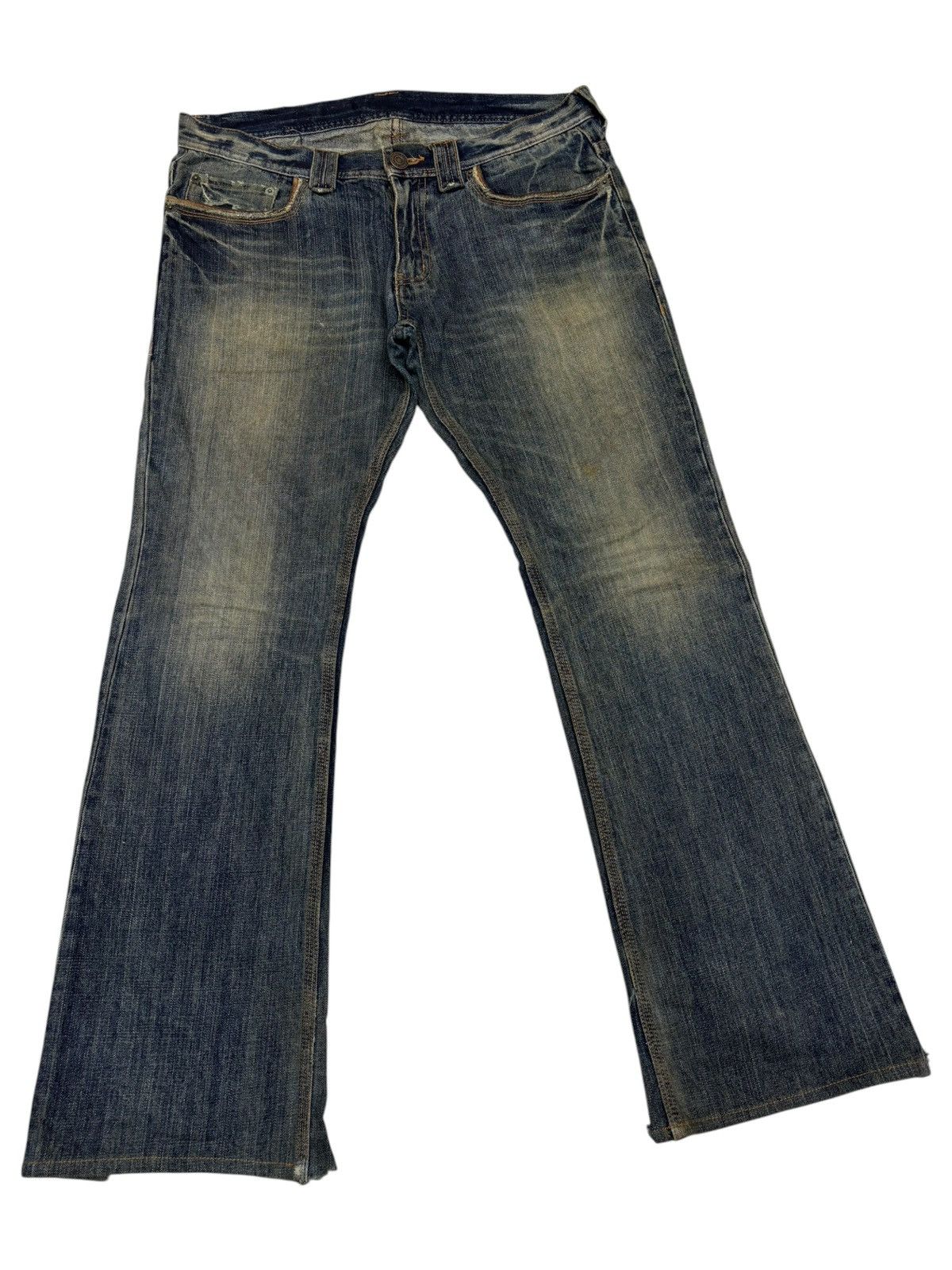 Tornado Mart Flare Jeans EDGE RUPERT Japan Mud Wash Distressed Denim Jean Size US 34 / EU 50 - 3 Thumbnail